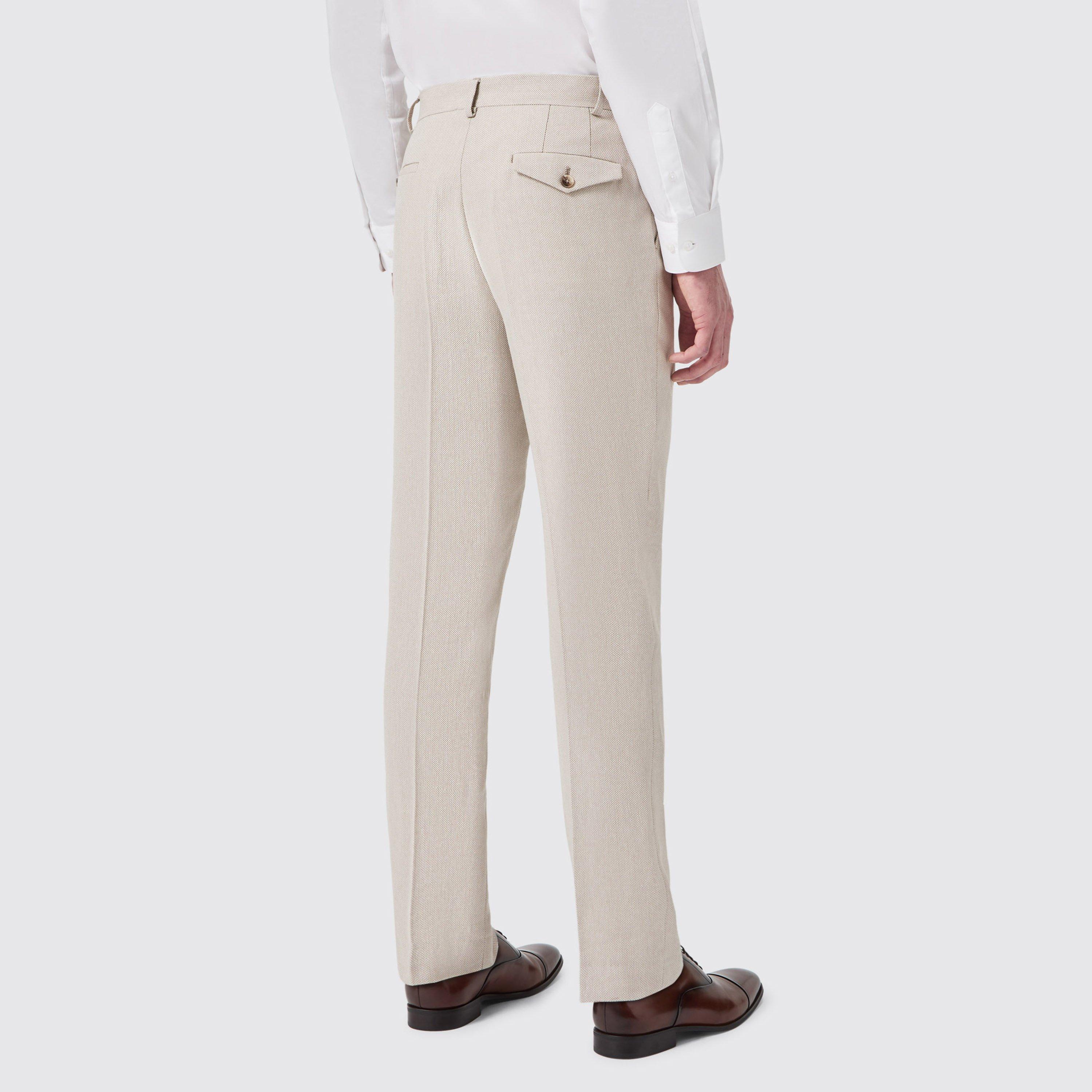 Neutral HBone - Twisted Tailor - Sion Slim Fit Herringbone Trouser - 2