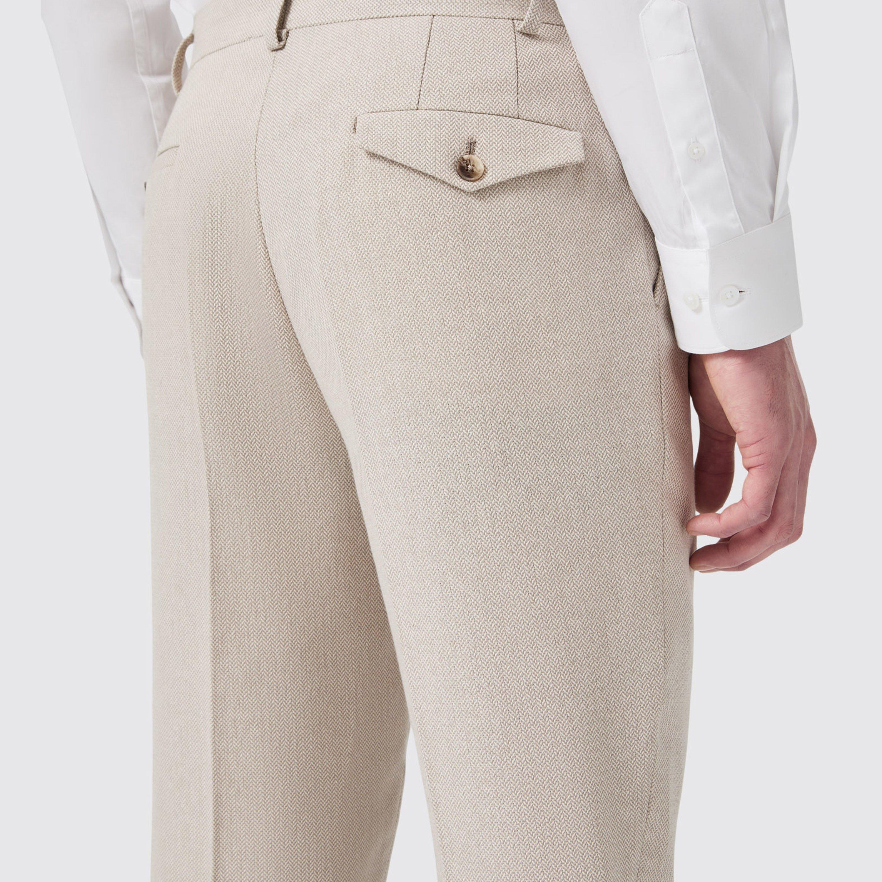 Neutral HBone - Twisted Tailor - Sion Slim Fit Herringbone Trouser - 3