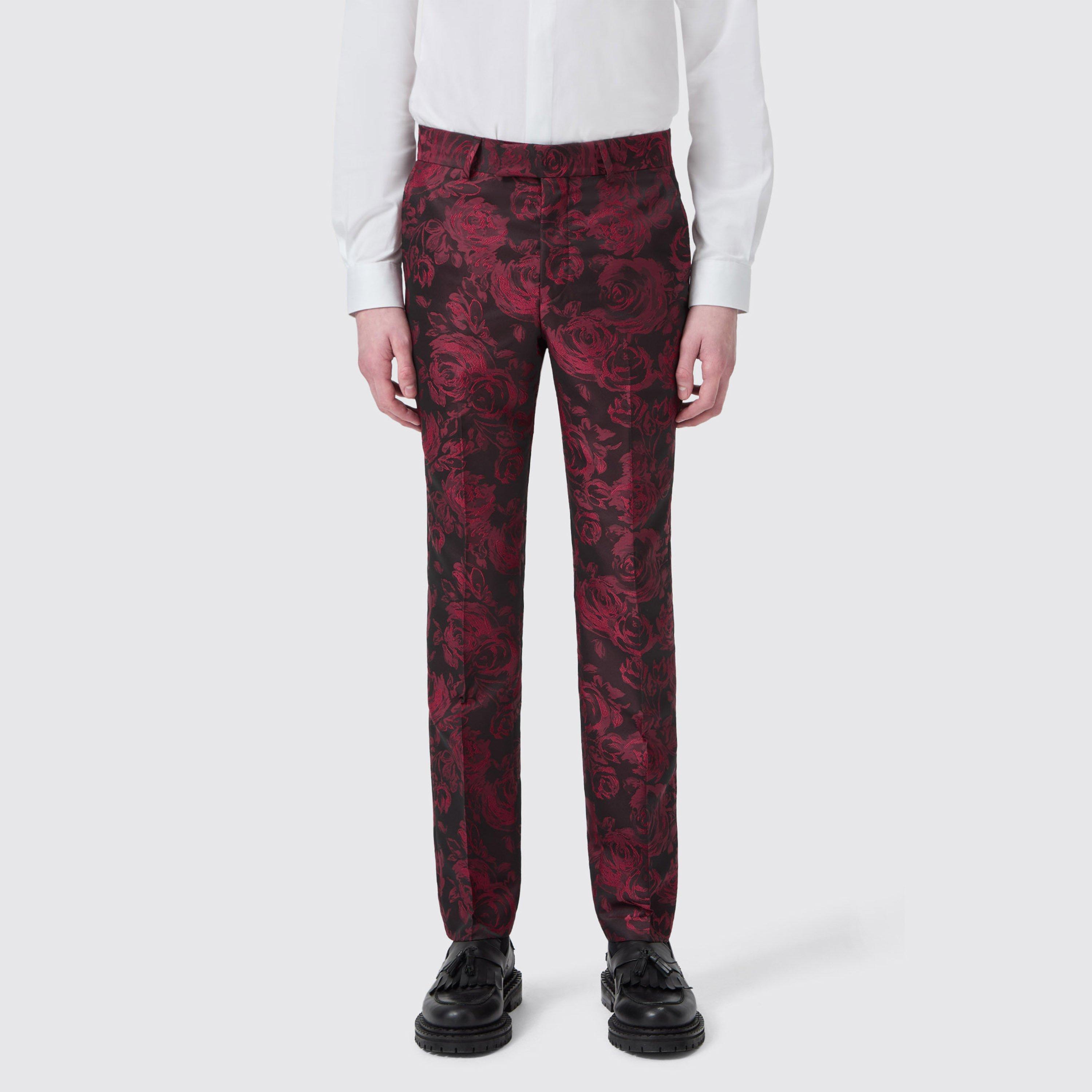 Red Jacquard - Twisted Tailor - Ersat Slim Fit Trouser - 2