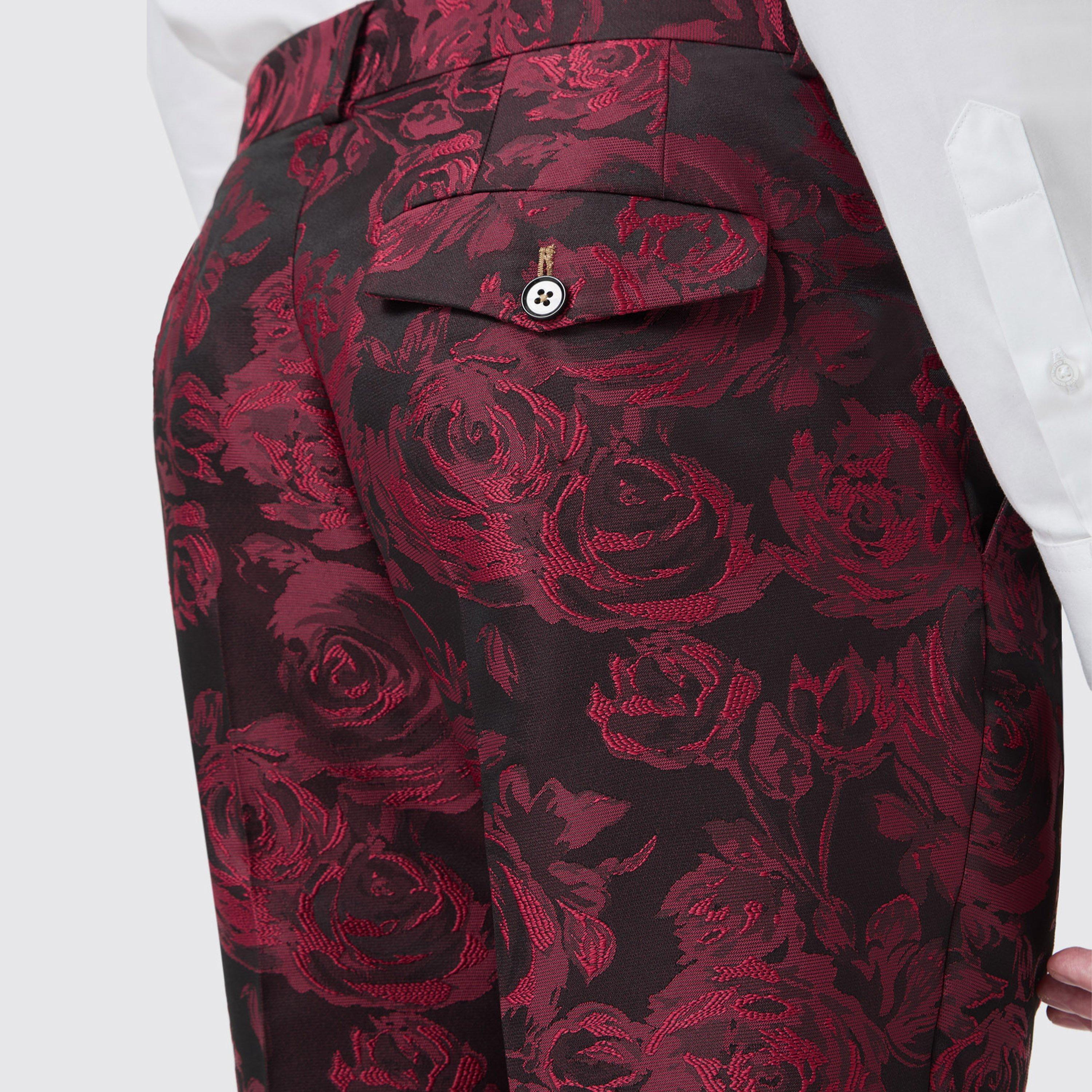 Red Jacquard - Twisted Tailor - Ersat Slim Fit Trouser - 3