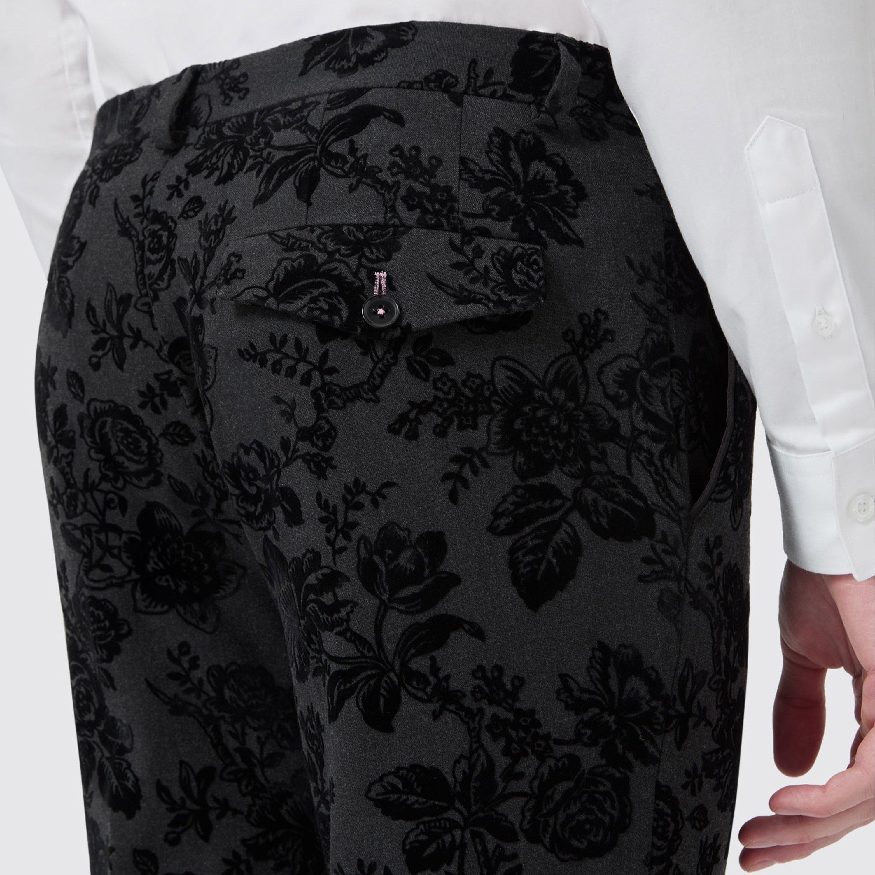 Charcoal Floral - Twisted Tailor - Fleet Skinny Fit Trousers - 3