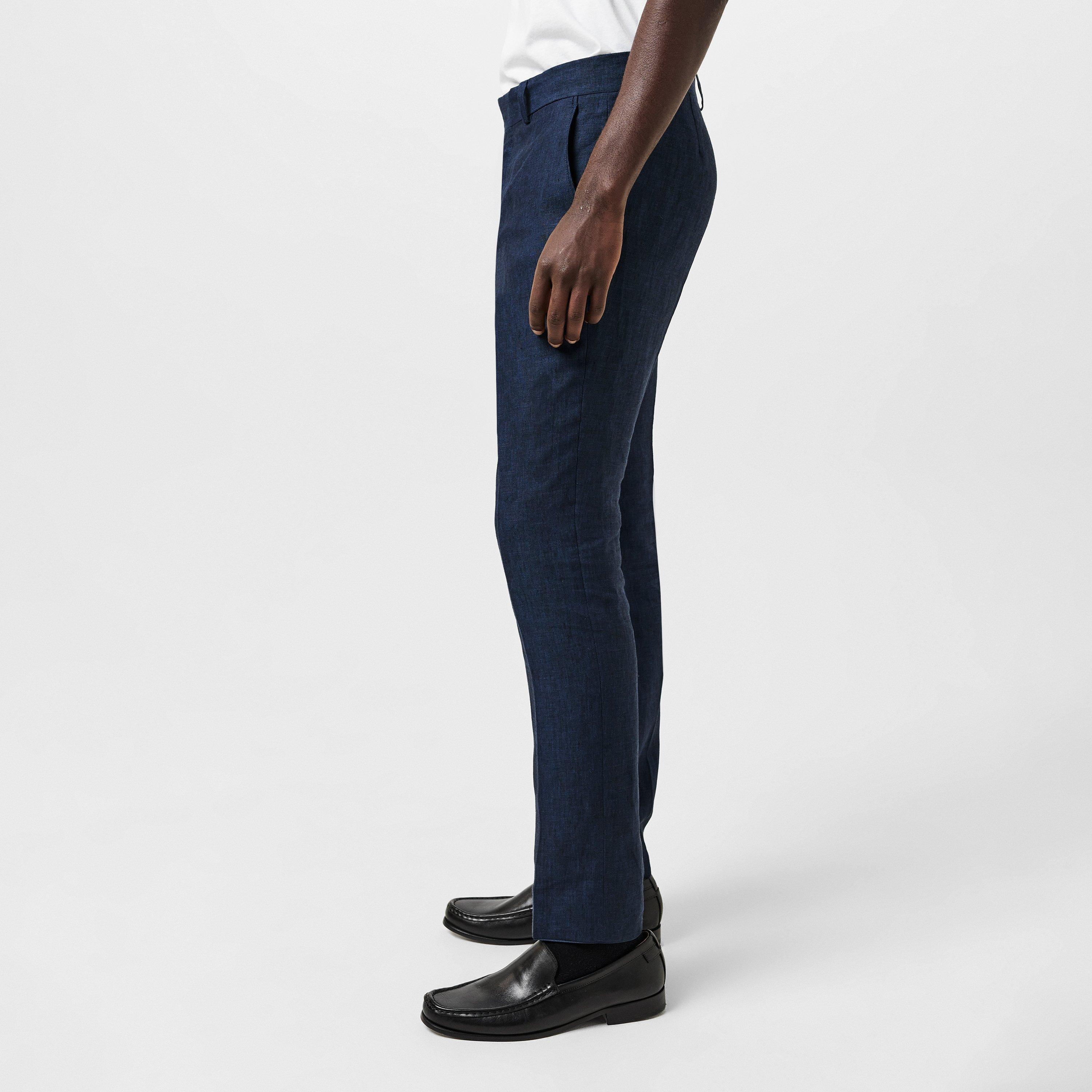 Navy Linen - Without Prejudice - Frith Slim Fit Trousers - 2