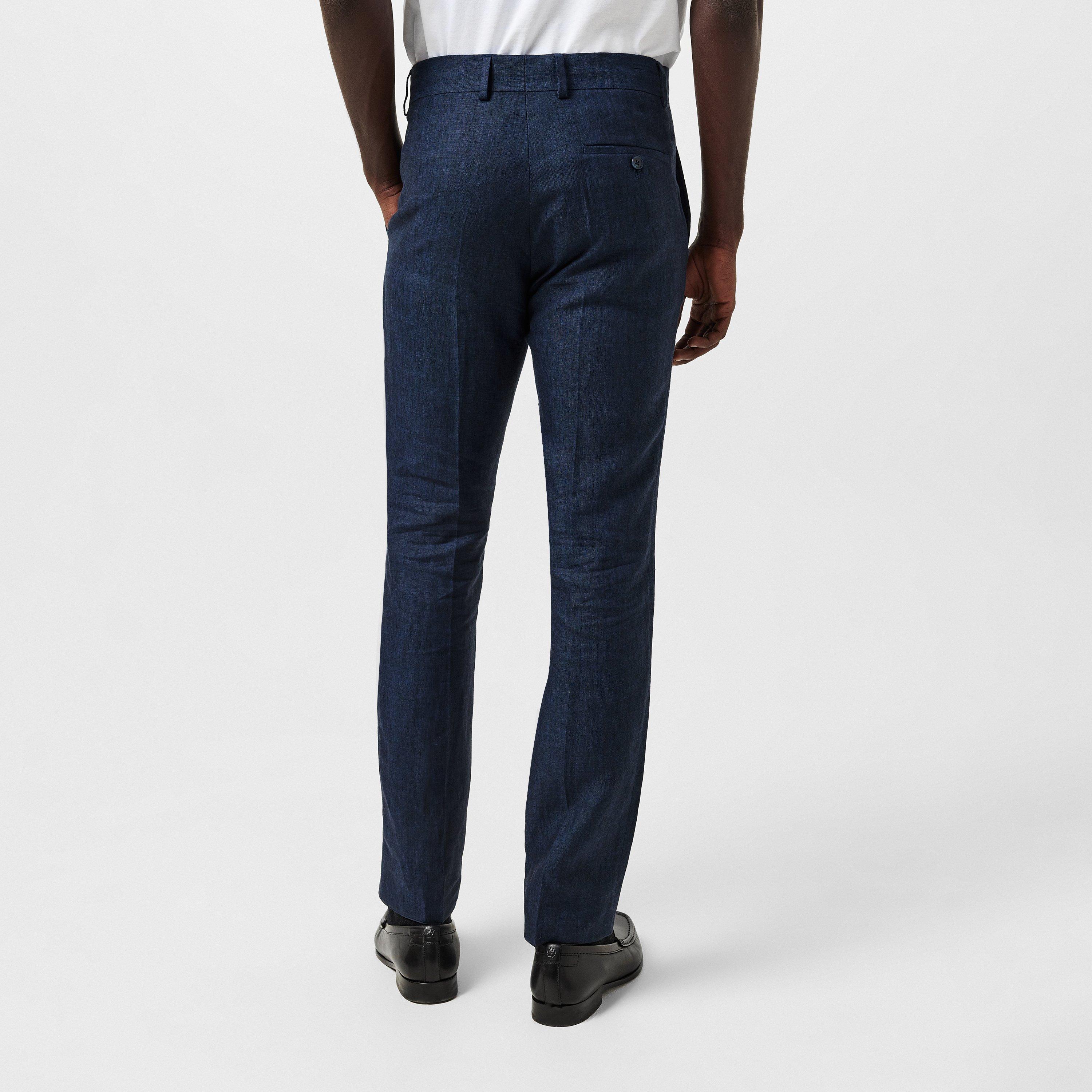 Navy Linen - Without Prejudice - Frith Slim Fit Trousers - 3