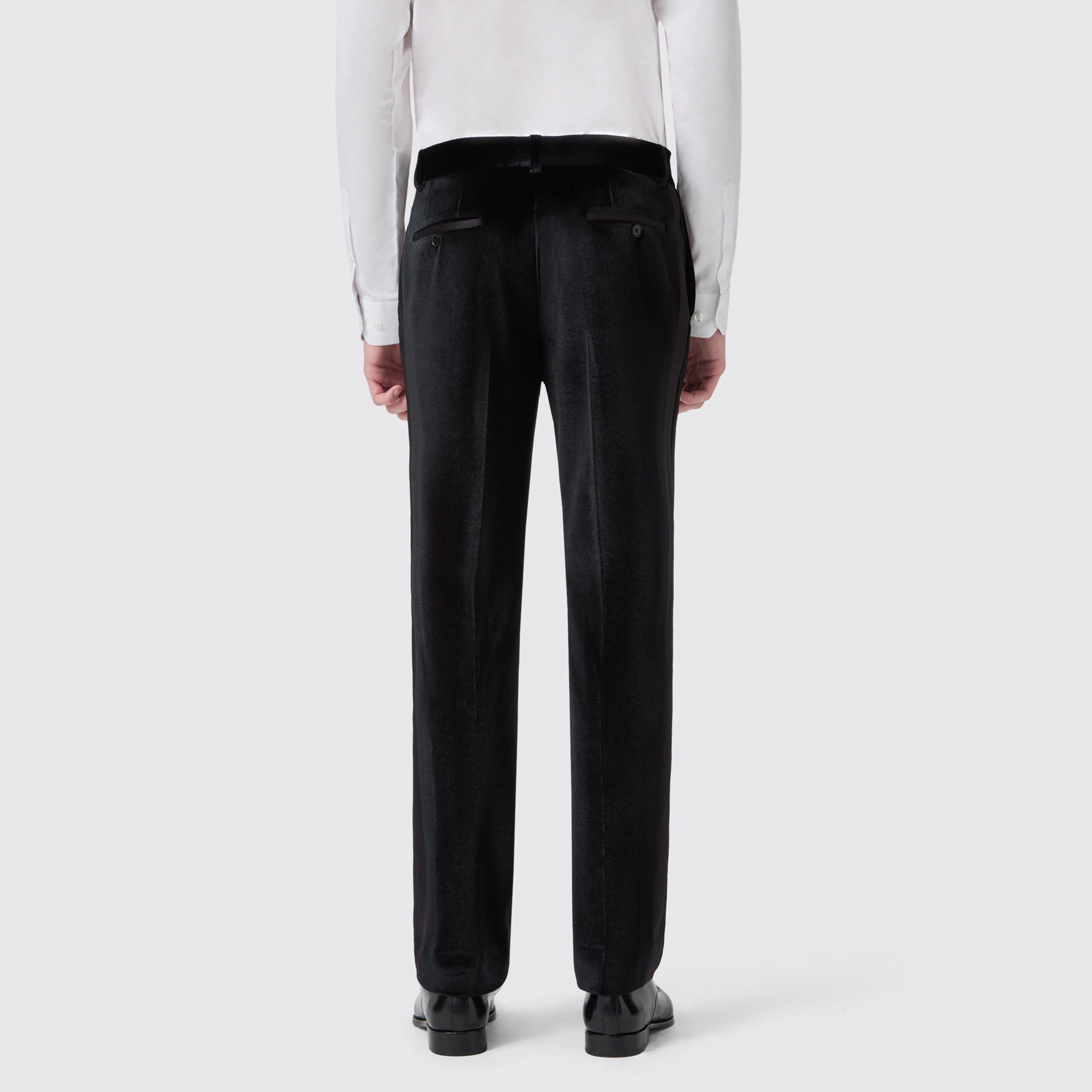 Black - Twisted Tailor - Sylvester Slim Fit Velvet Tux Trouser - 2