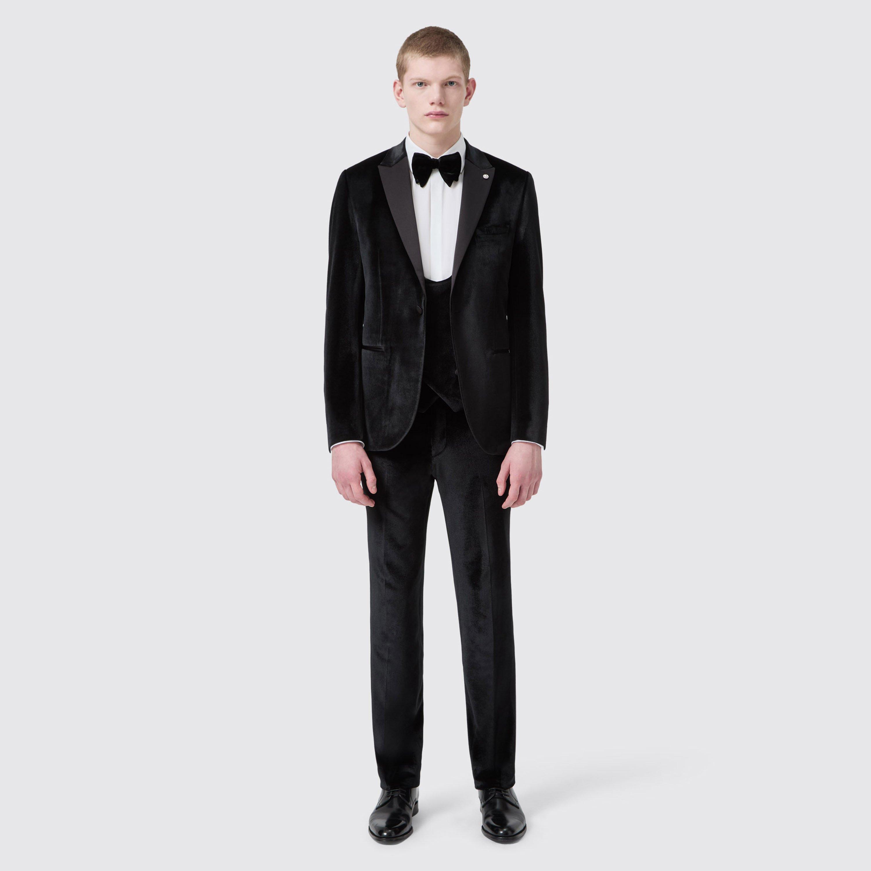 Black - Twisted Tailor - Sylvester Slim Fit Velvet Tux Trouser - 4