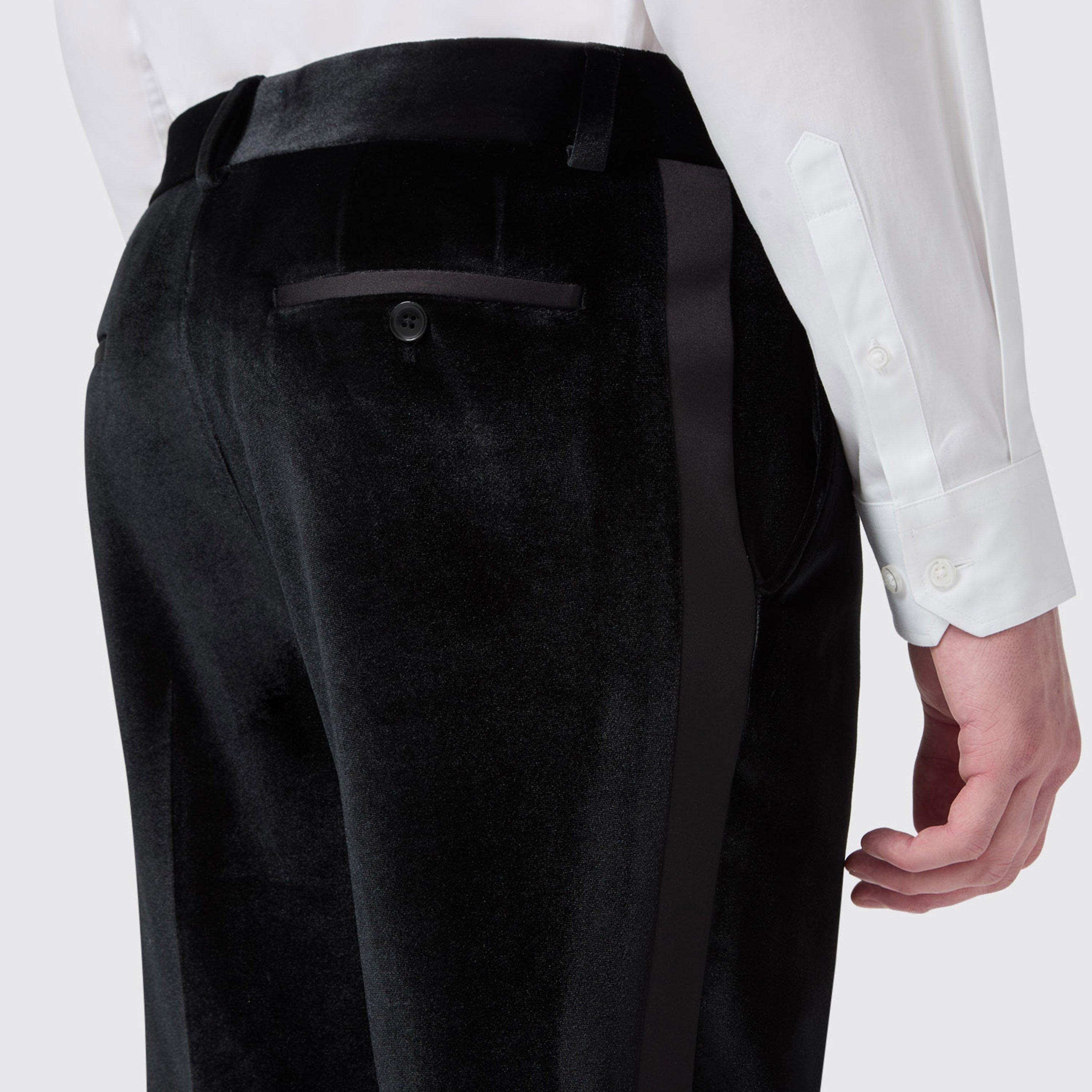 Black - Twisted Tailor - Sylvester Slim Fit Velvet Tux Trouser - 5