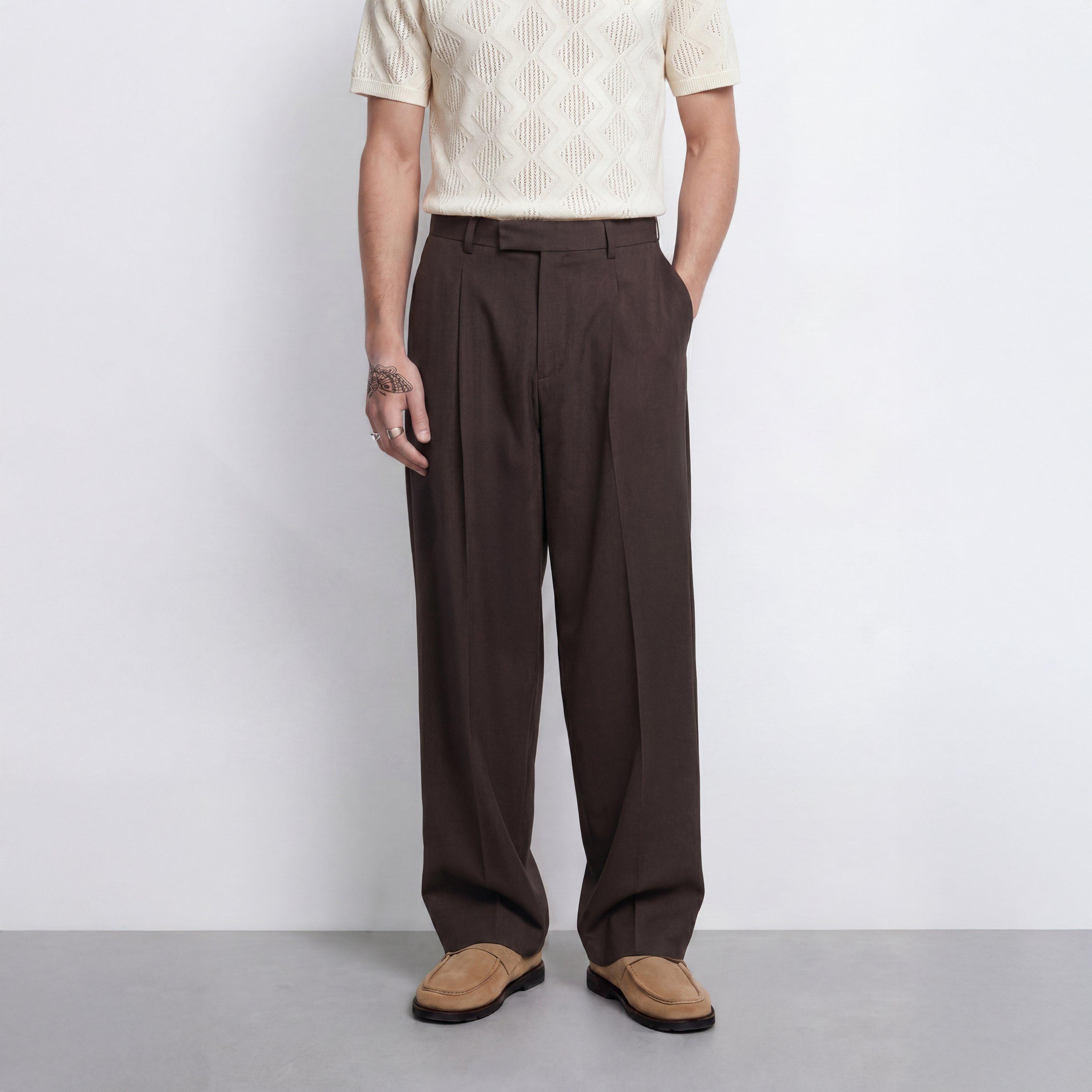 Chocolate - Twisted Tailor - Men's Floyd Relaxed Suit Trousers - 2
