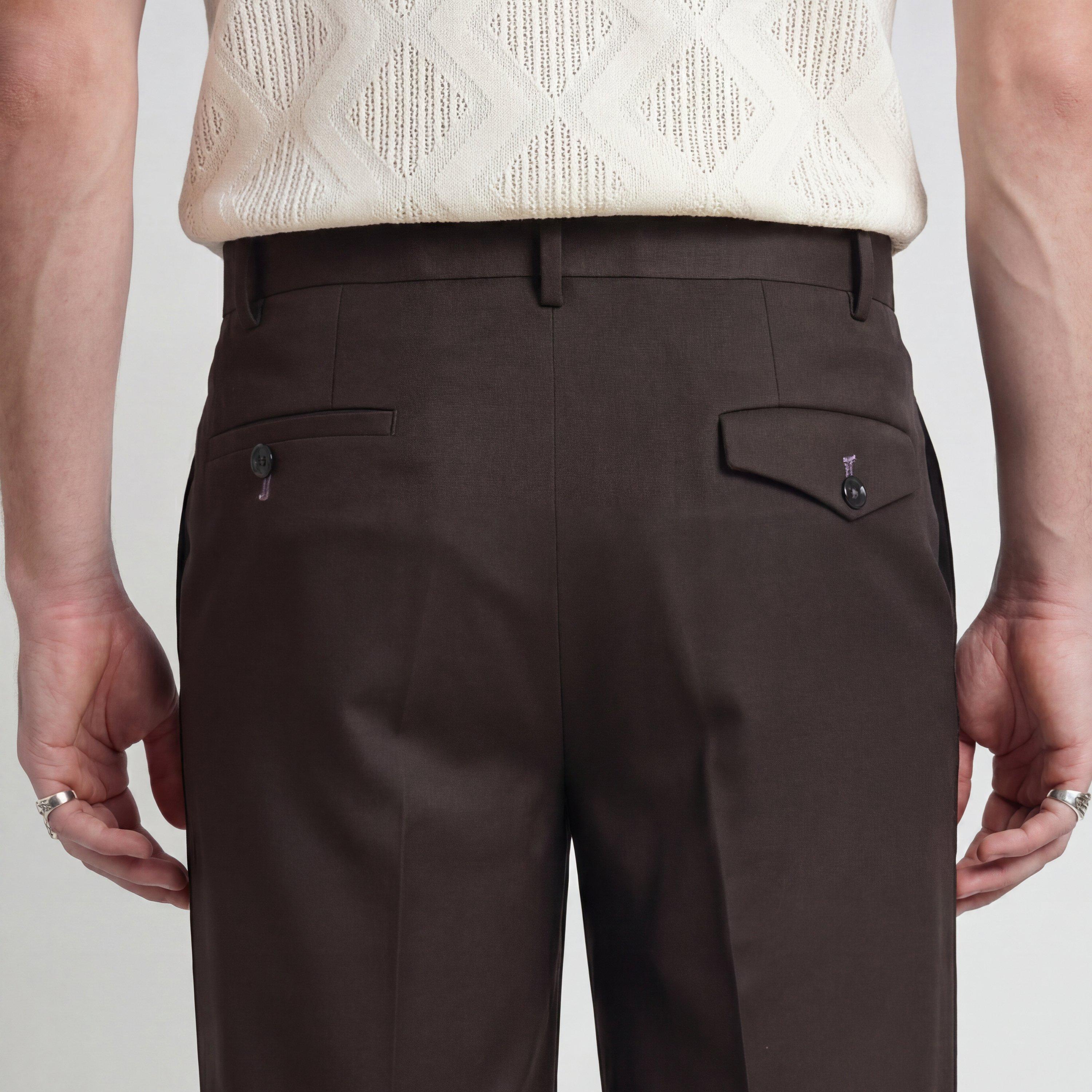 Chocolate - Twisted Tailor - Men's Floyd Relaxed Suit Trousers - 4