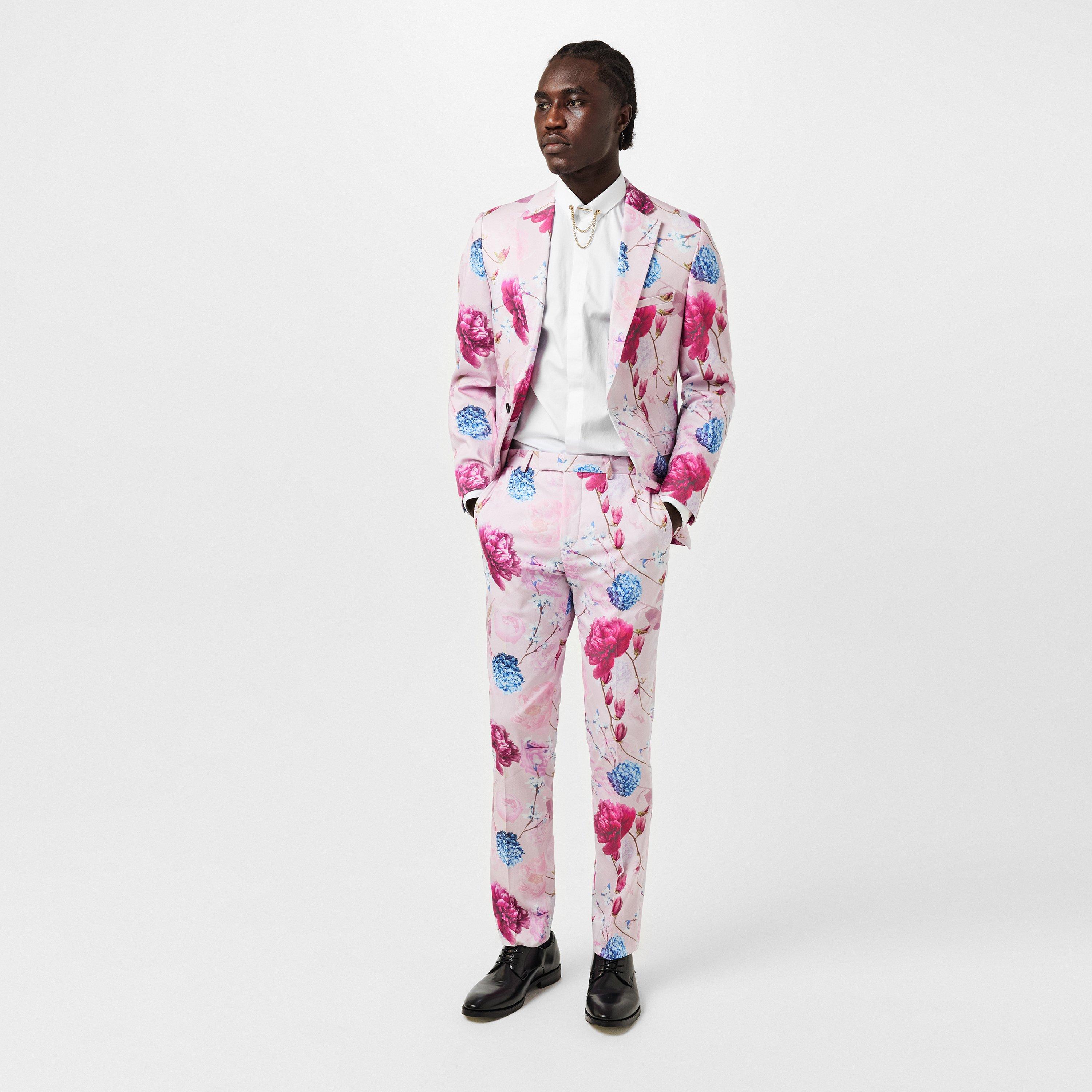 Pink Floral - Twisted Tailor - Russell Skinny Fit Tapered Trousers - 7