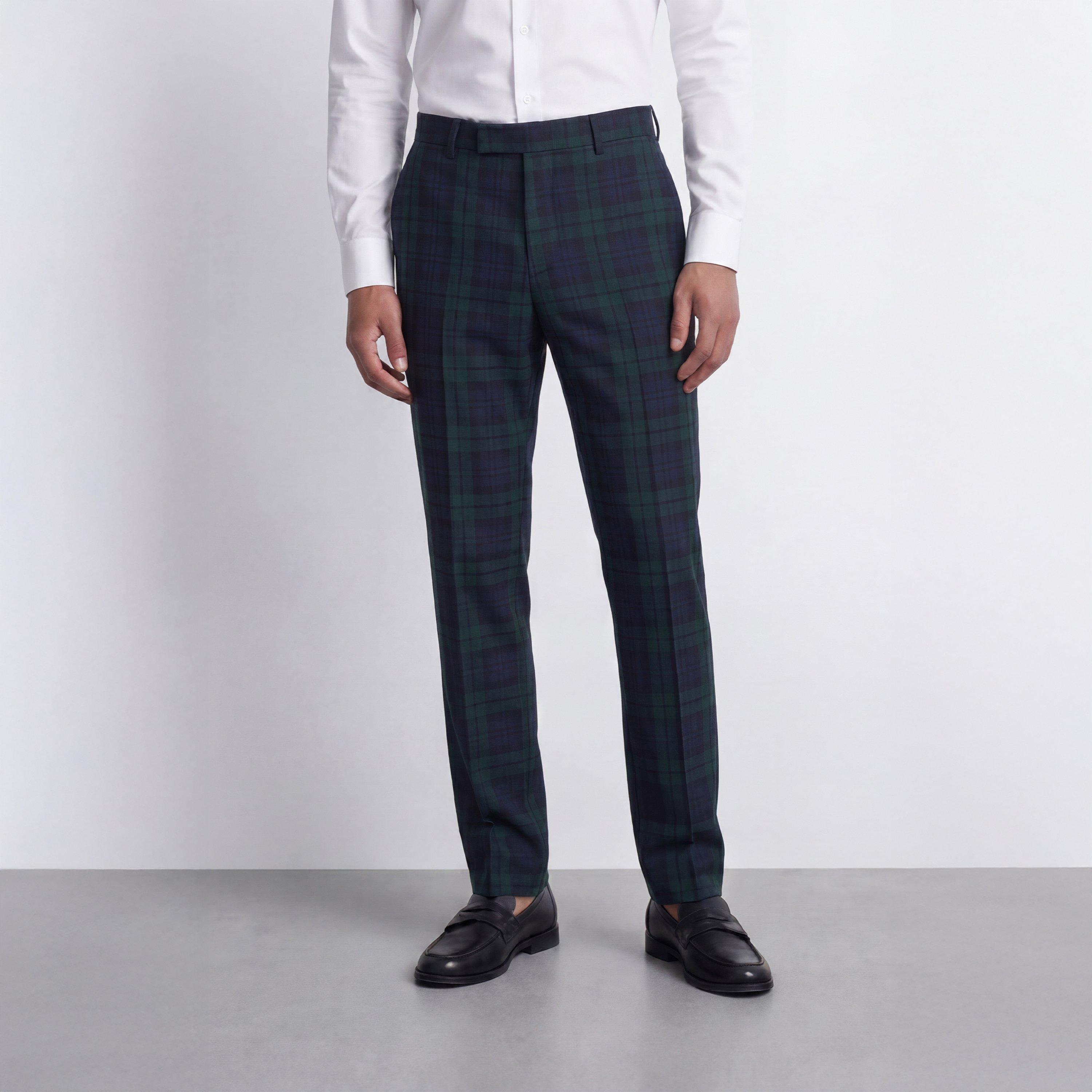Green - Twisted Tailor - Ginger Slim Fit Green Tartan Suit Trousers - 2