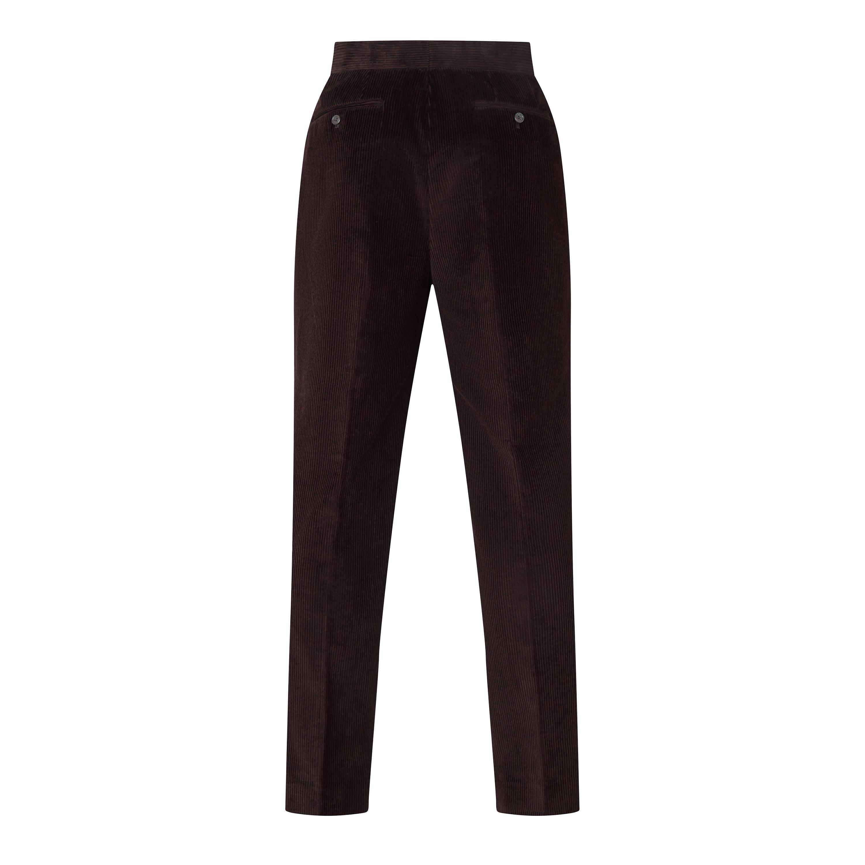 Dark Brown - Without Prejudice - Men's Norton Cotton Cord Slim-Fit Suit Trousers - 2