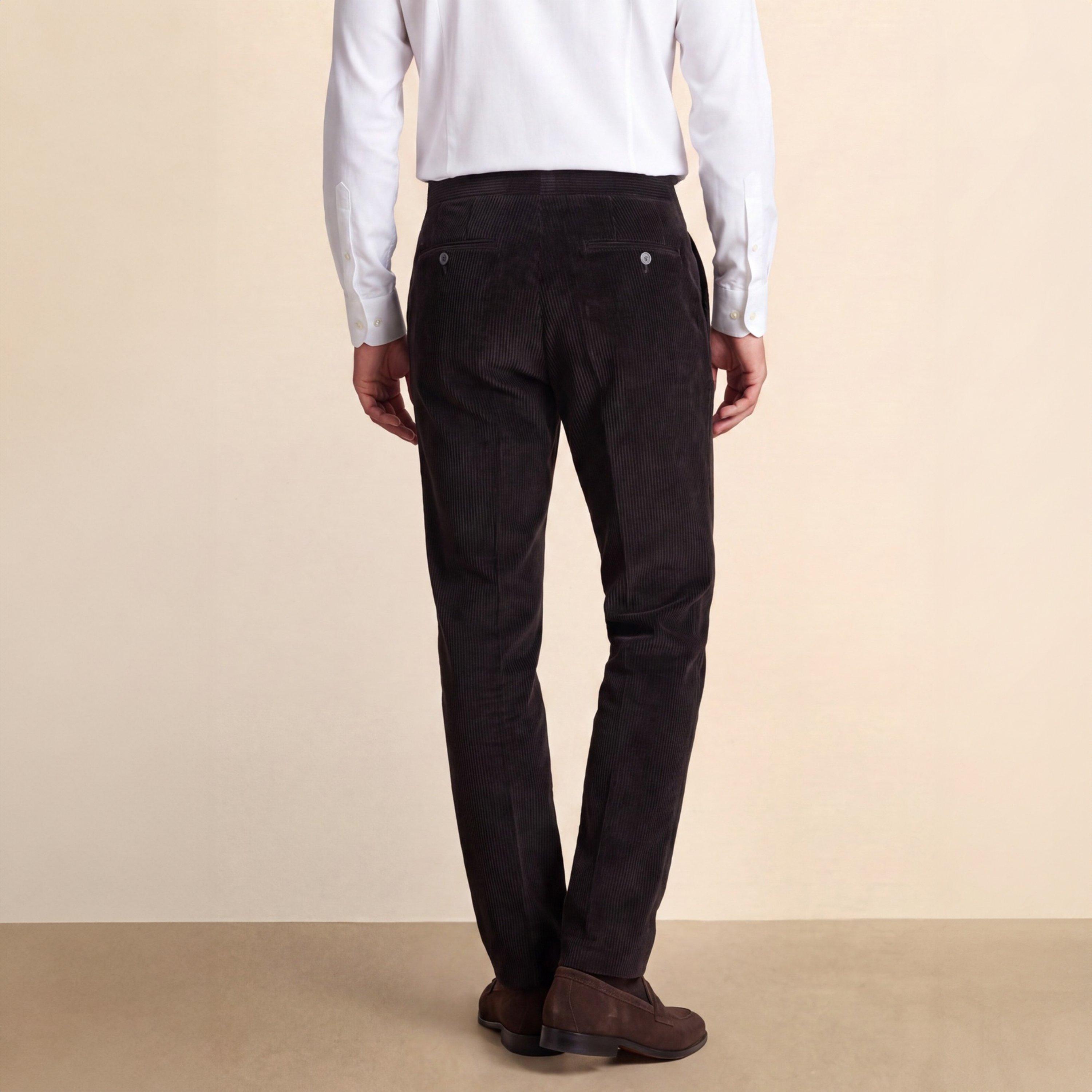 Dark Brown - Without Prejudice - Men's Norton Cotton Cord Slim-Fit Suit Trousers - 3