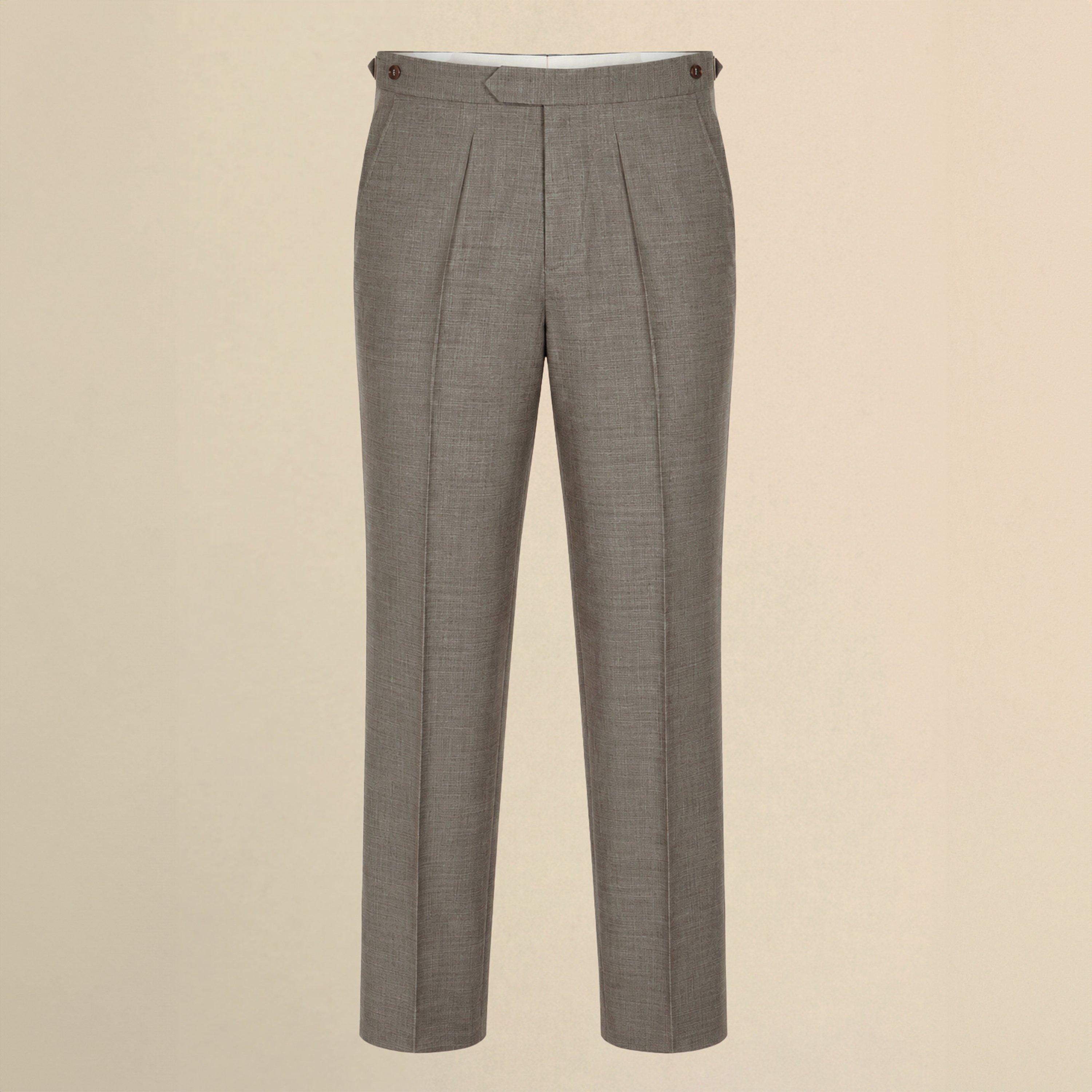 Without Prejudice Men's Primrose Sharkskin Suit Trousers - Neutral - 32 R (48)