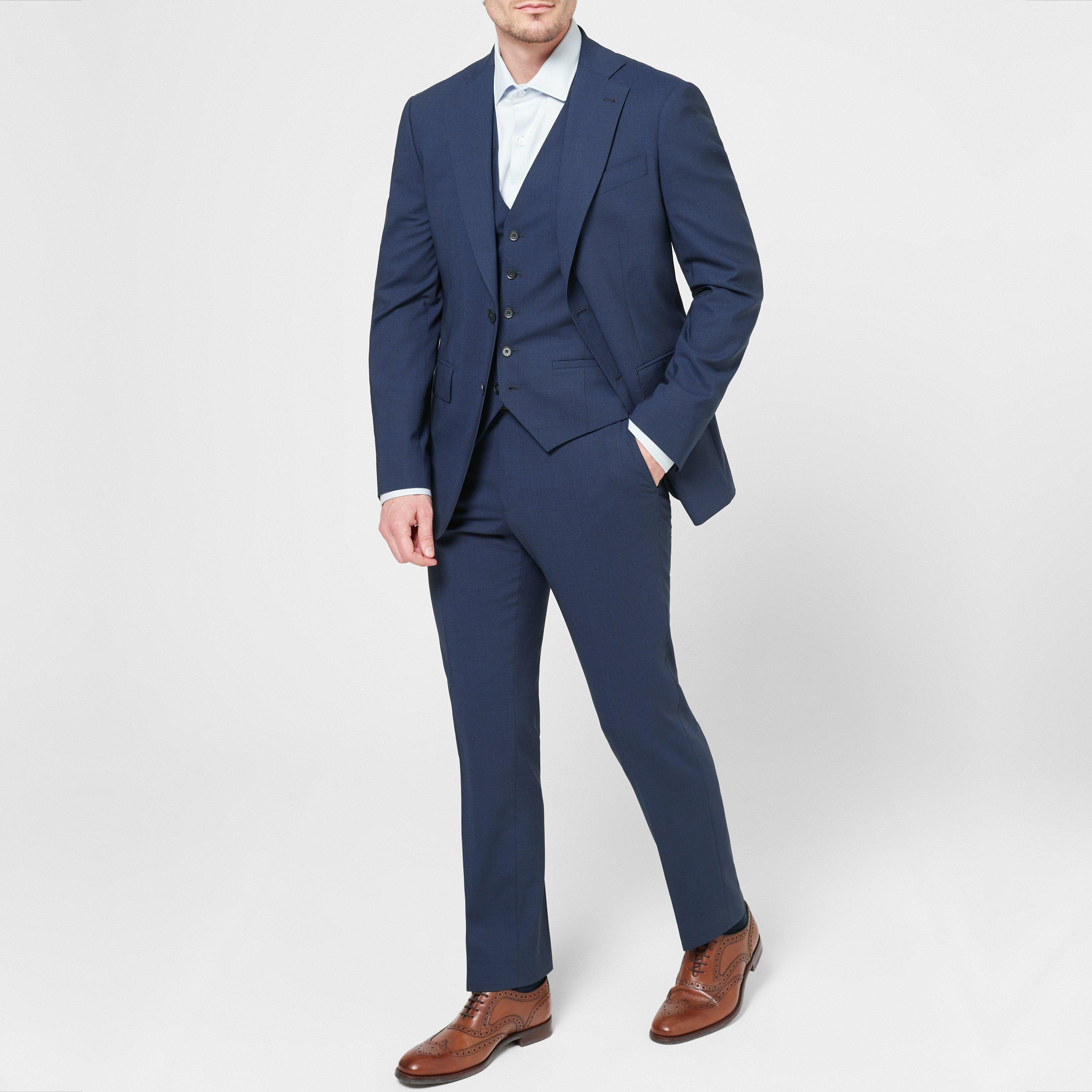 Navy - Richard James - Wilder Navy Tailored Fit Suit Trousers - 6