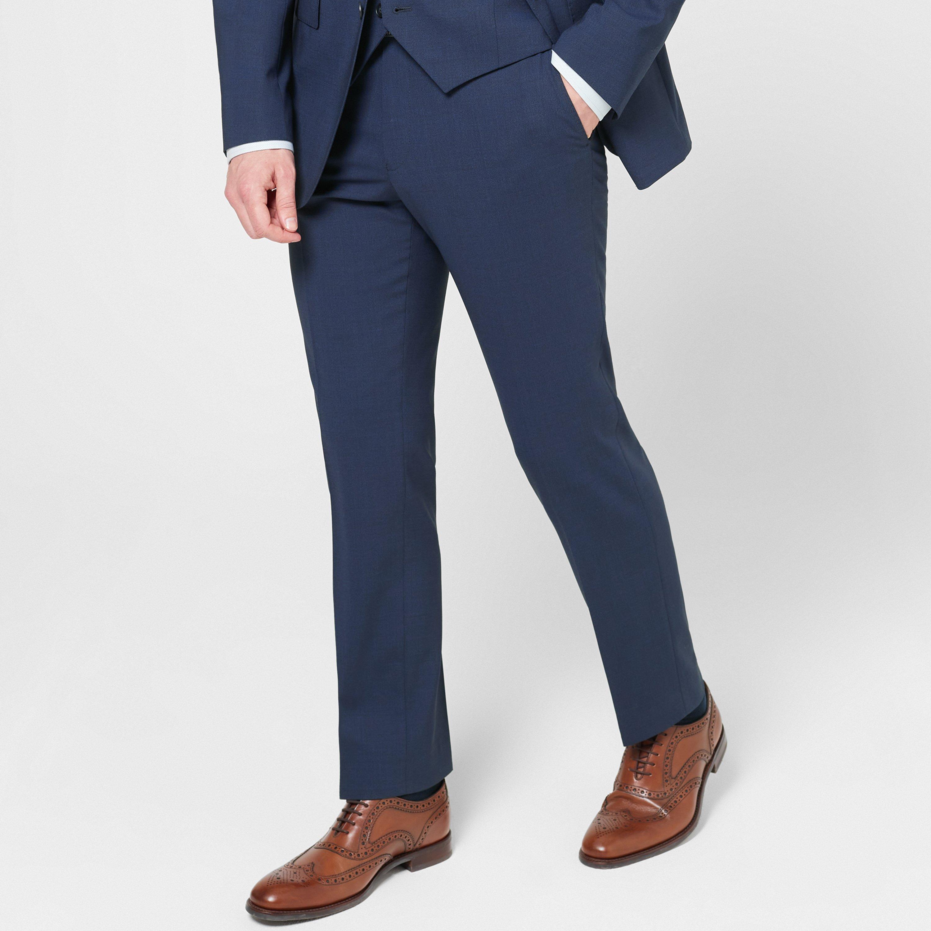 Navy - Richard James - Wilder Navy Tailored Fit Suit Trousers - 8