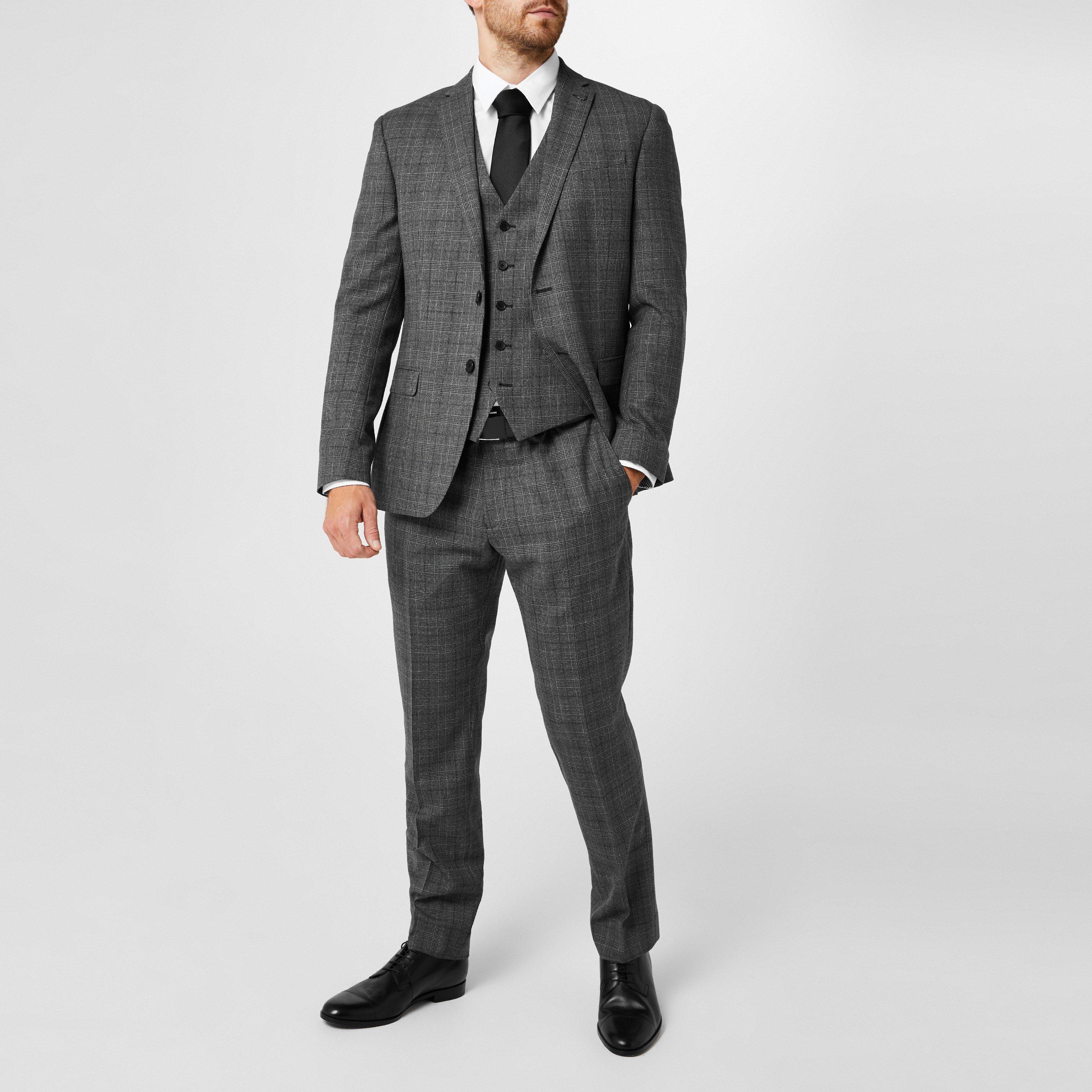 Charcoal - Ted Baker - Men's Check Suit Trousers - 2