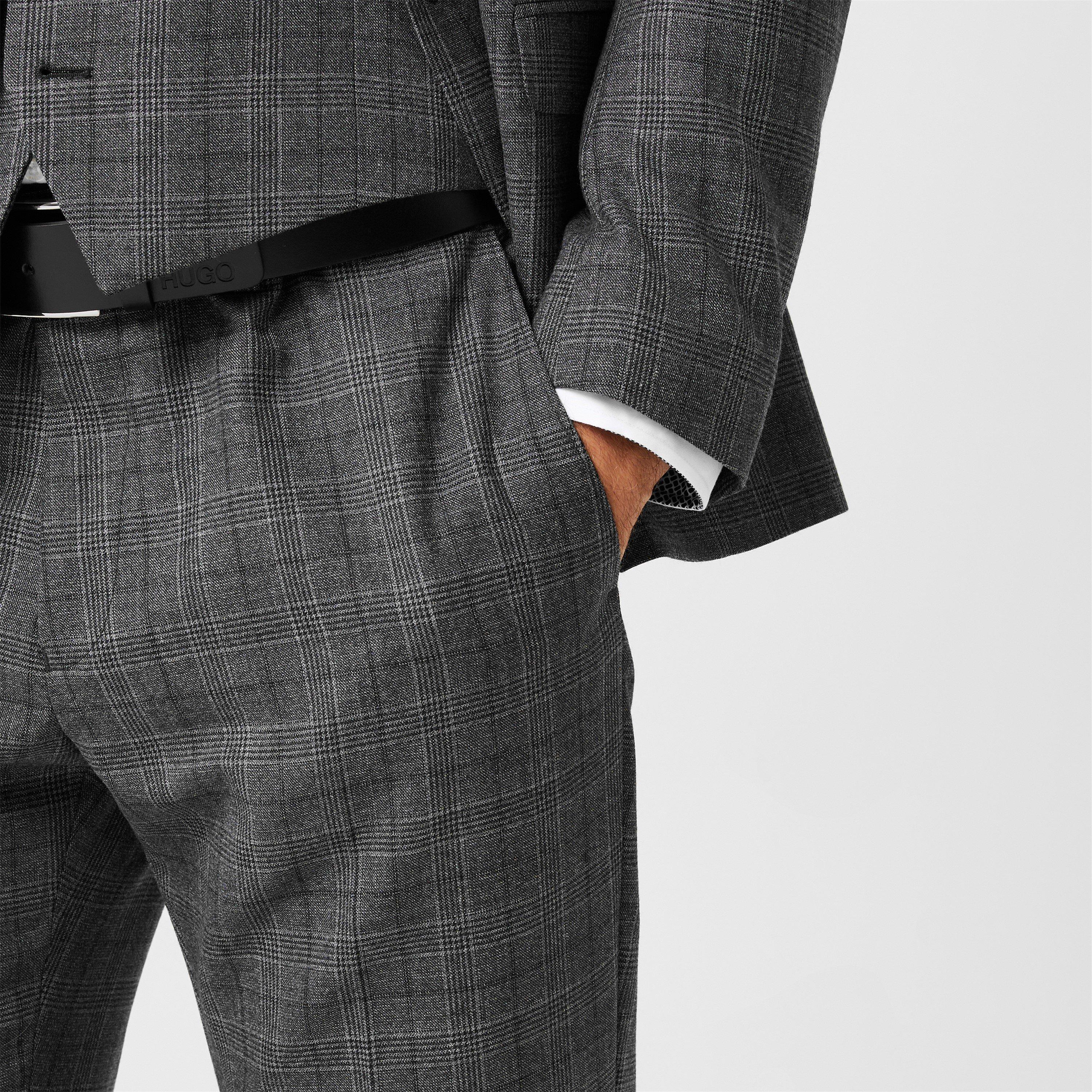 Charcoal - Ted Baker - Men's Check Suit Trousers - 4