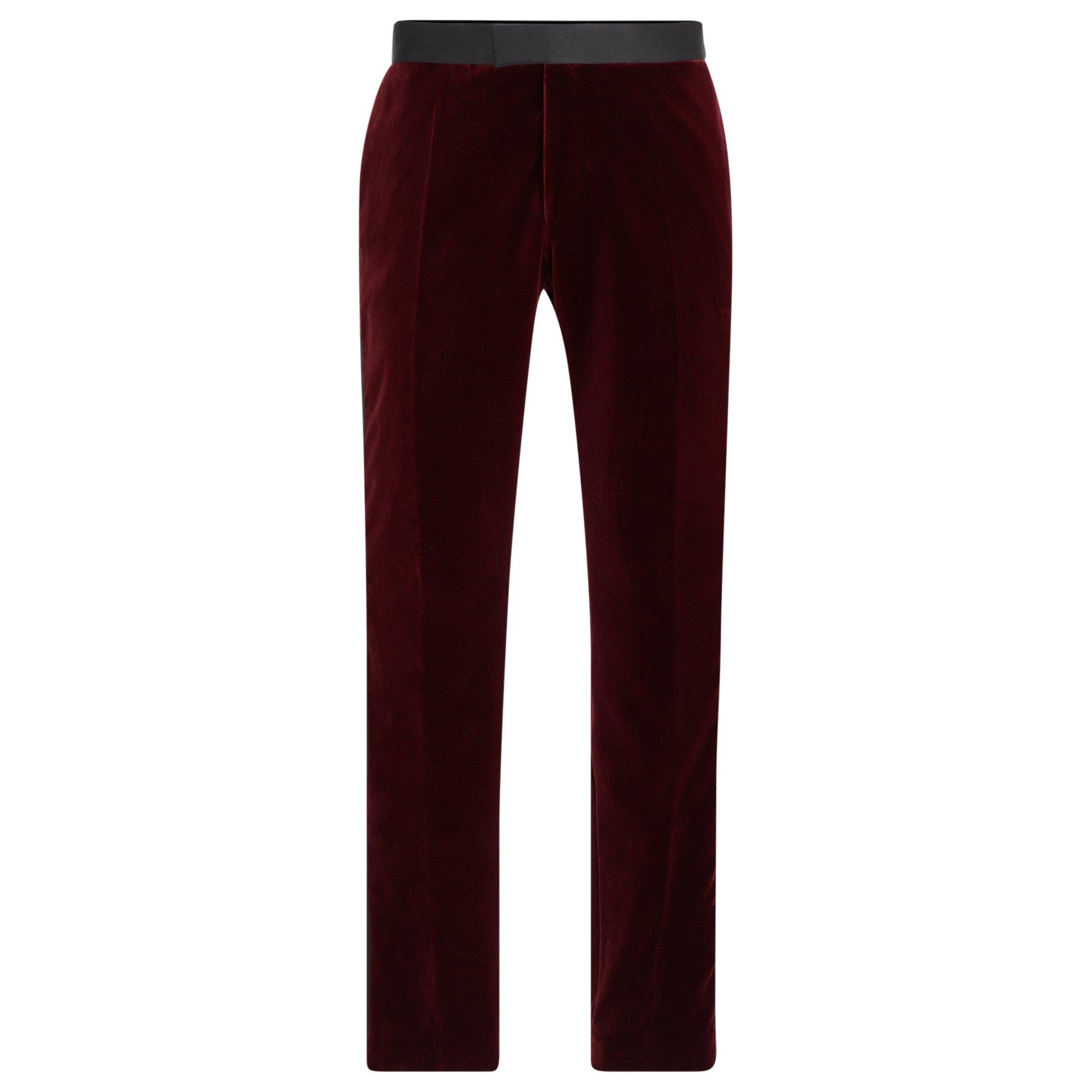 Dark Red 602 - Boss - Men's Genius Tux Cotton Slim Fit Suit Trousers - 1