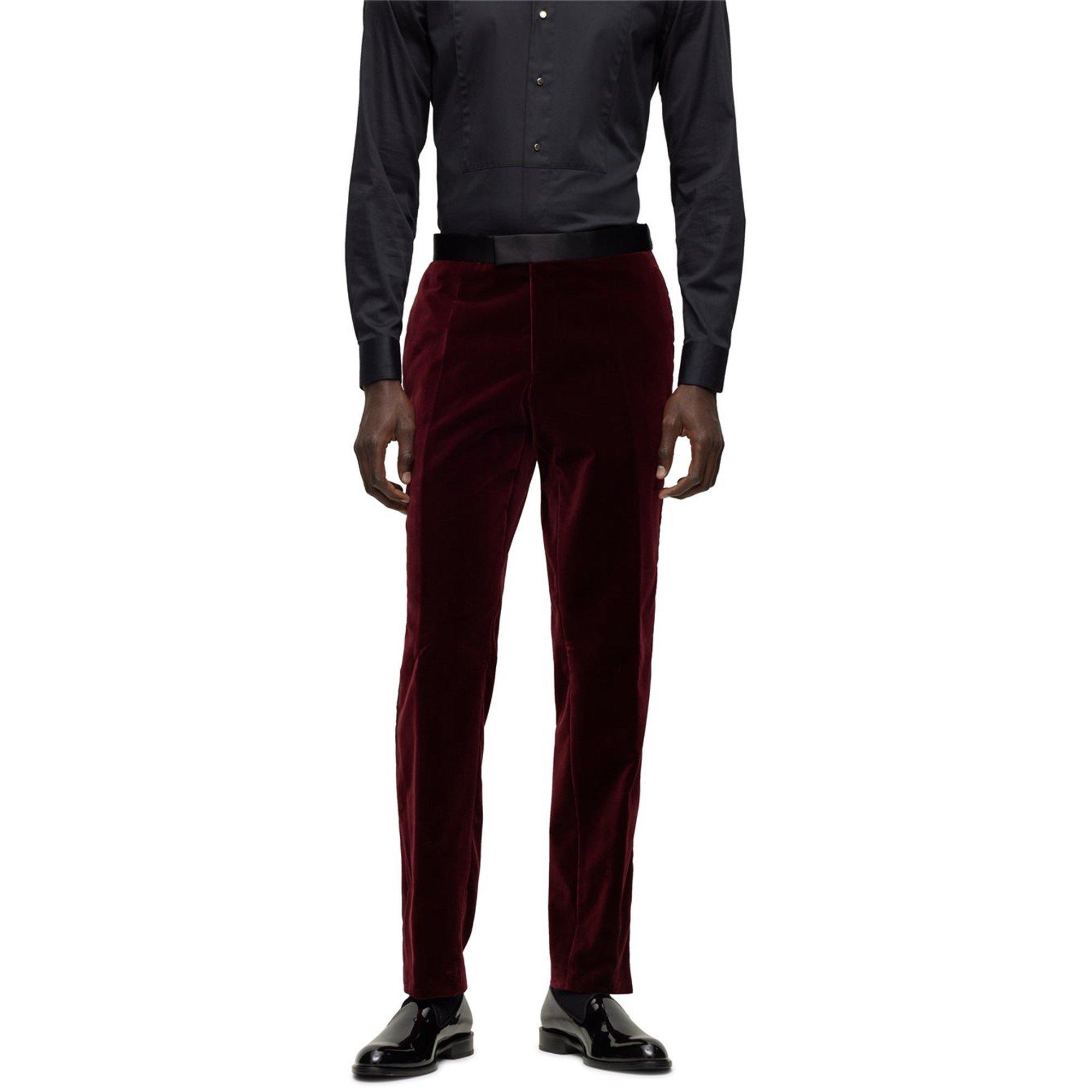 Dark Red 602 - Boss - Men's Genius Tux Slim Silhouette Trousers - 2