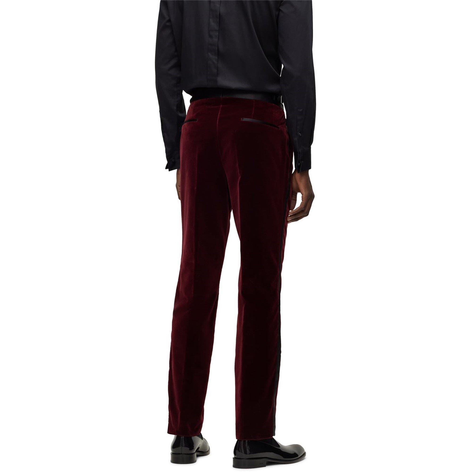Dark Red 602 - Boss - Men's Genius Tux Slim Silhouette Trousers - 3
