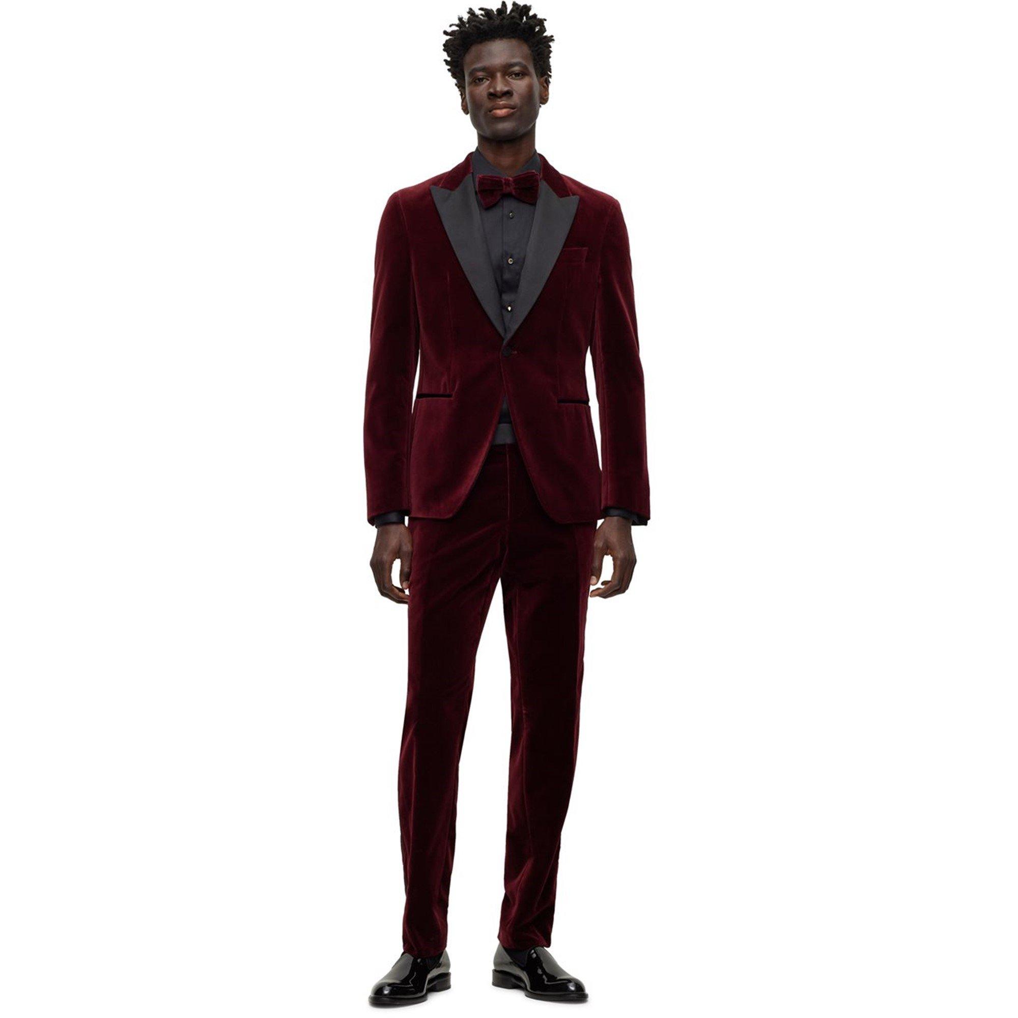 Dark Red 602 - Boss - Men's Genius Tux Slim Silhouette Trousers - 5