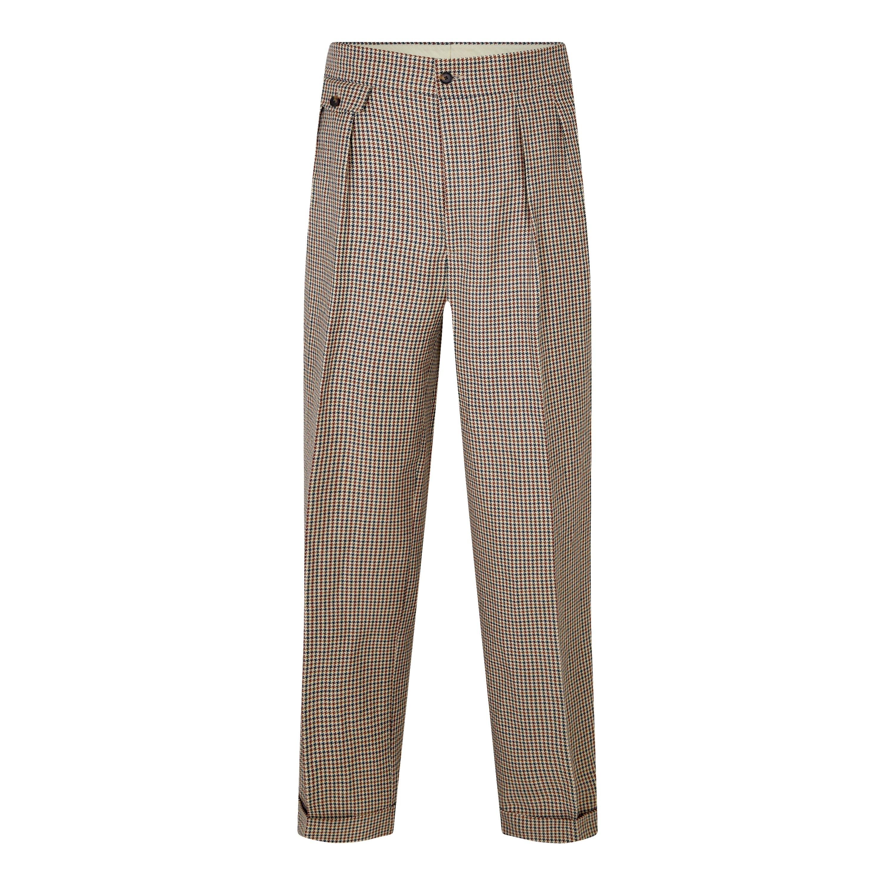 Natural Puppyth - Patrick Grant Studio - Grant Wide Leg Puppytooth Trousers - 1