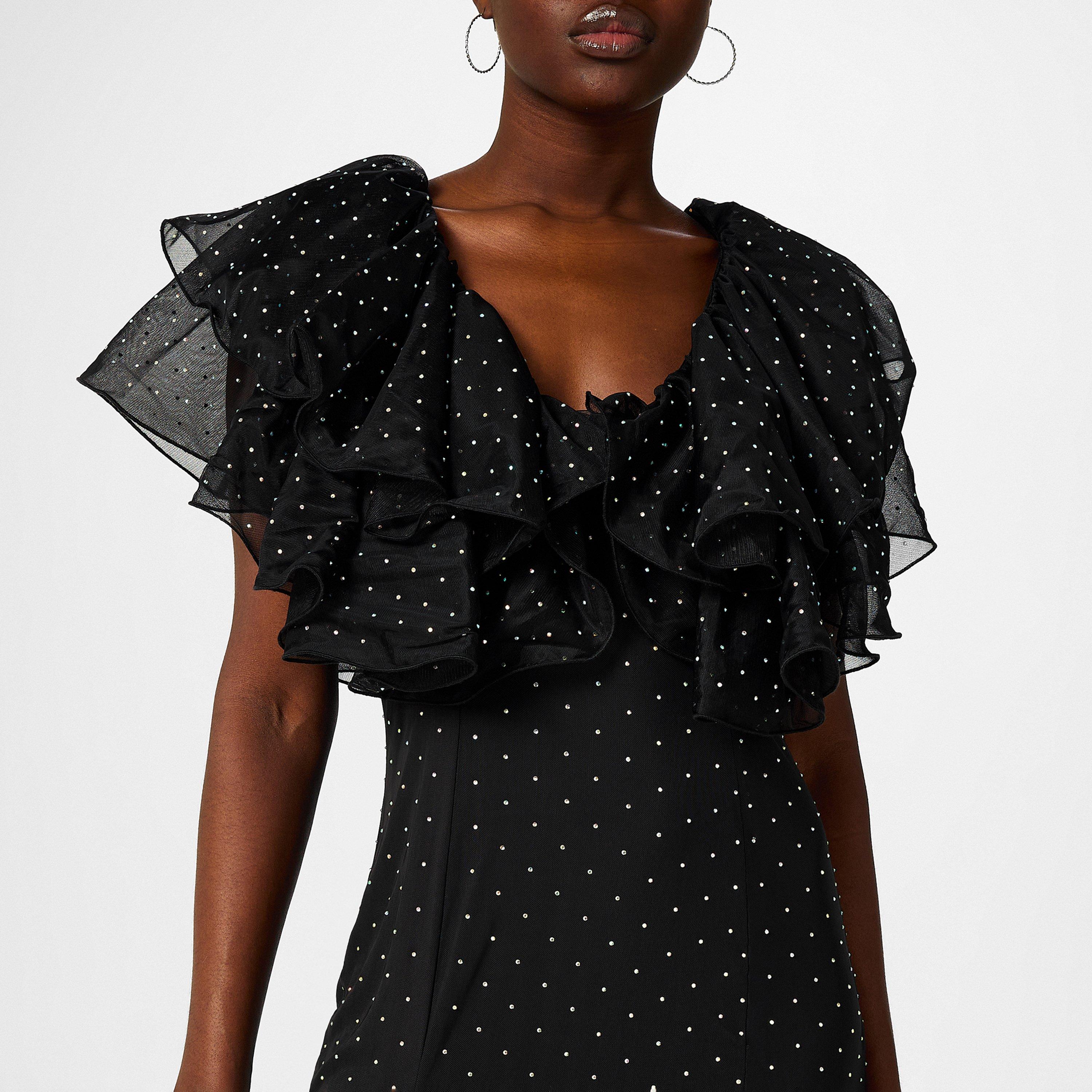 Black - Rotate - Carmen Midi Dress - 3