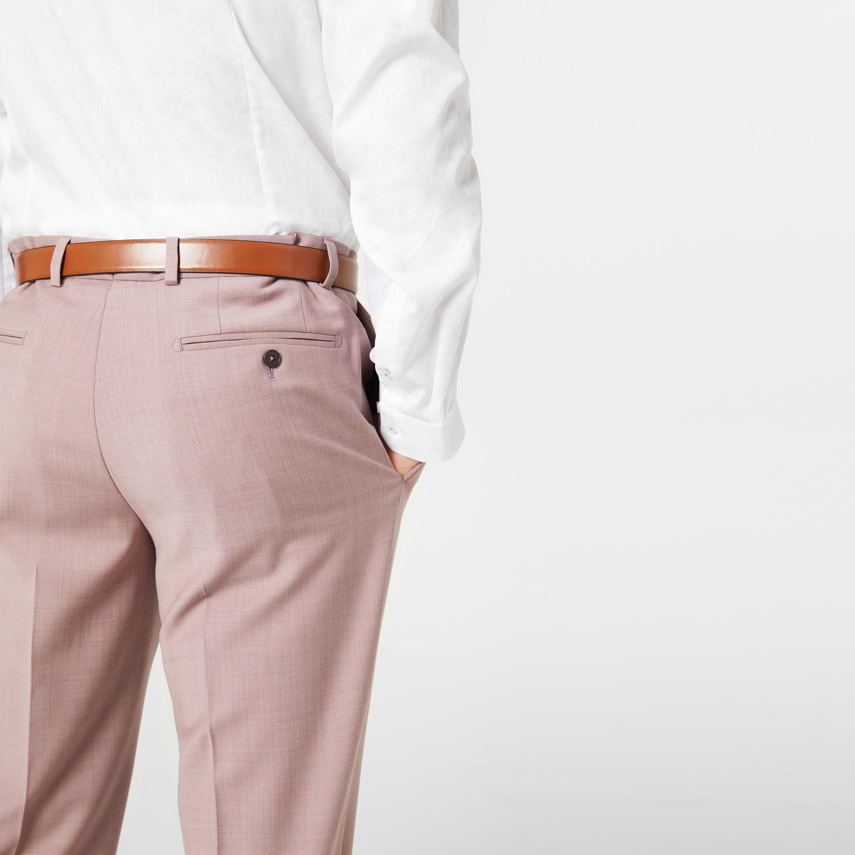 Dusty Pink - Ted Baker - Men's Twill Suit Trousers - 4