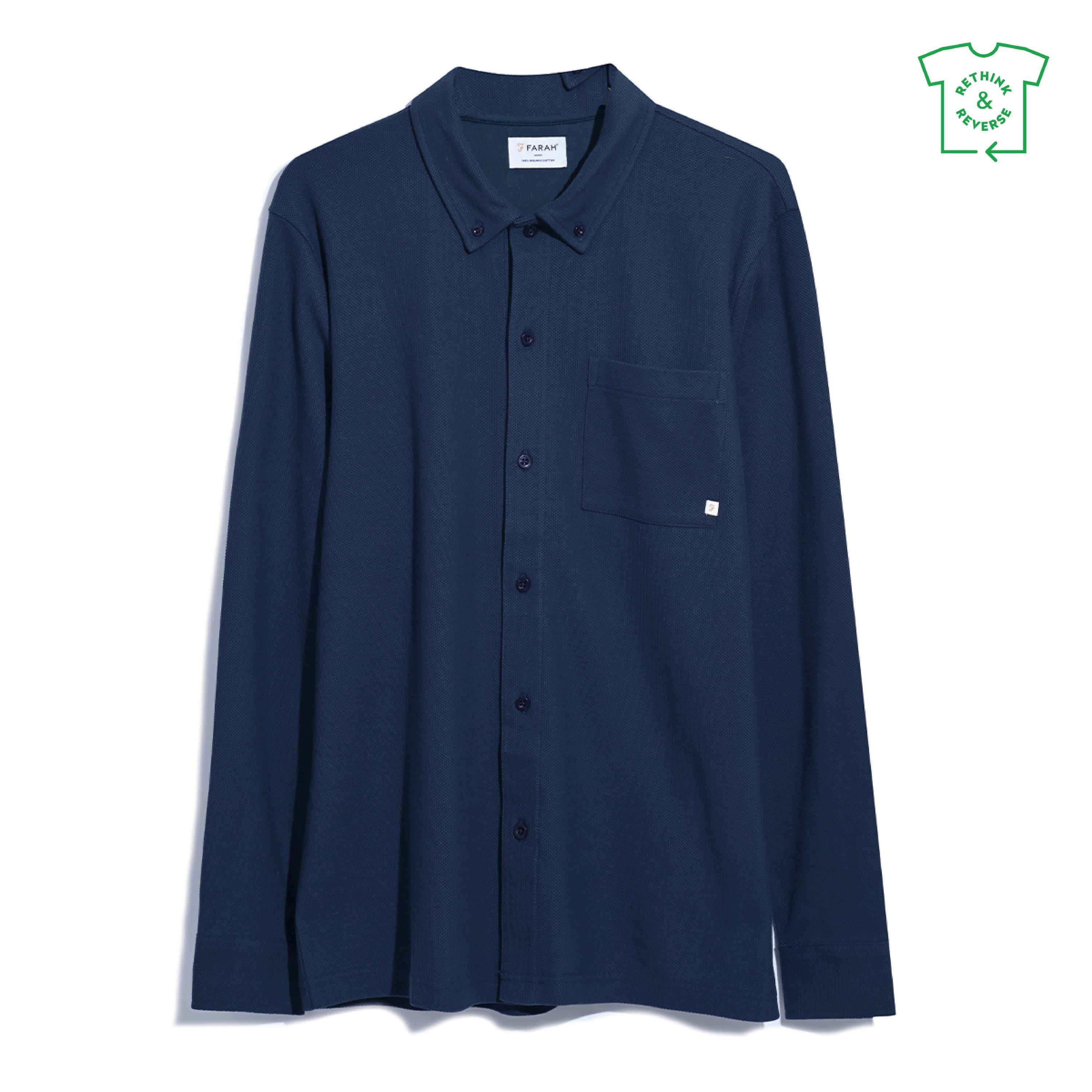 Farah Men's Long Sleeve Polo Shirt - True Navy - Medium