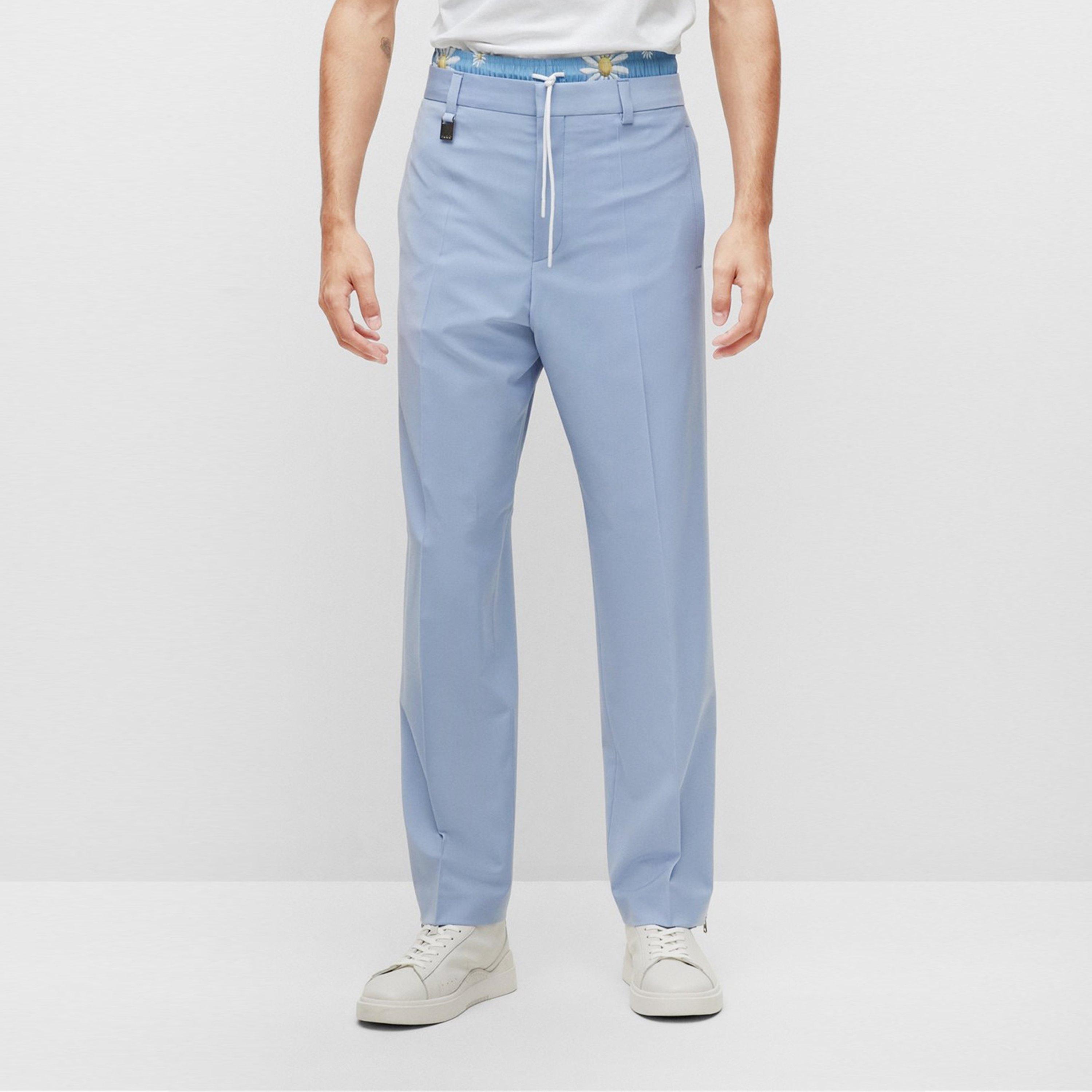 Pastel Blue - Hugo - Men's Suit Trousers - 2