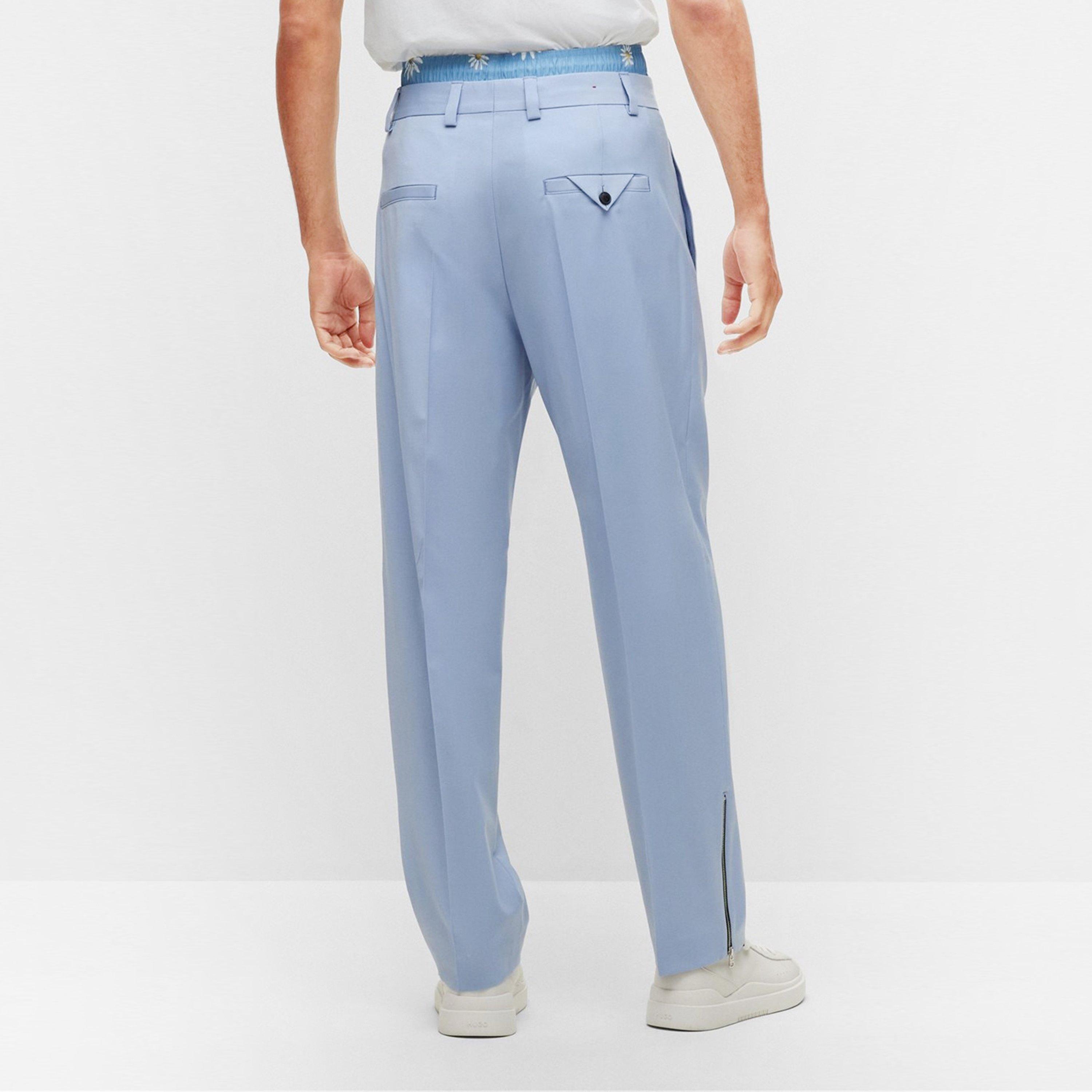 Pastel Blue - Hugo - Men's Suit Trousers - 3