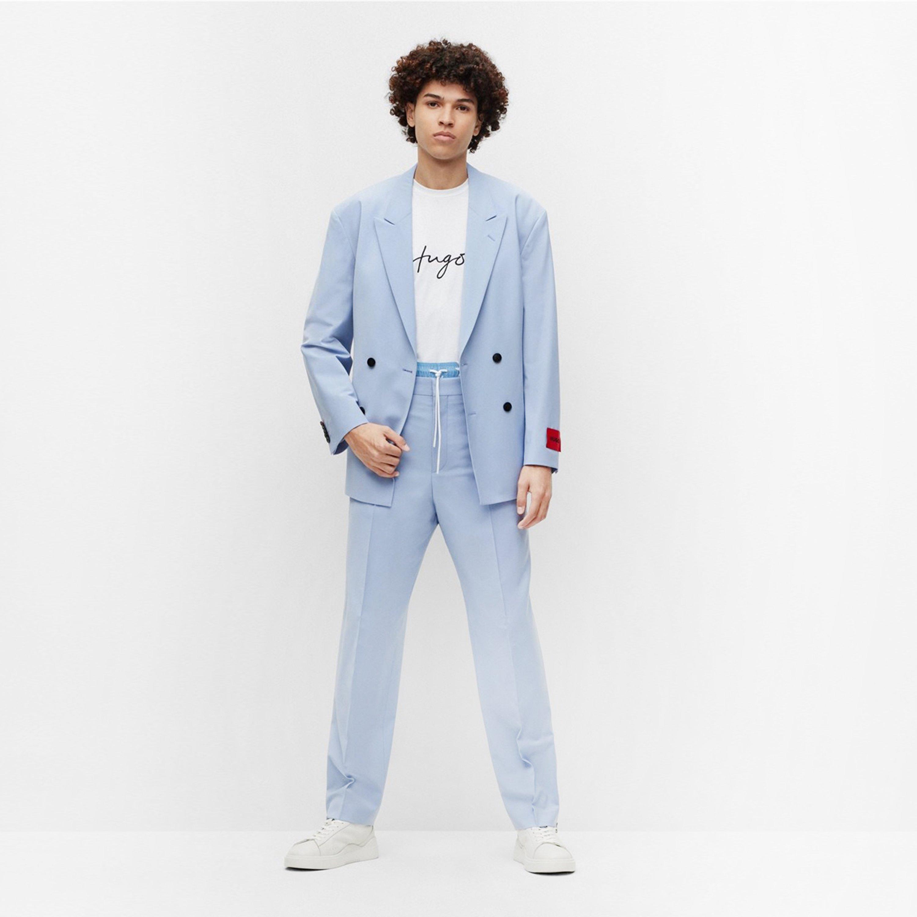 Pastel Blue - Hugo - Men's Suit Trousers - 6