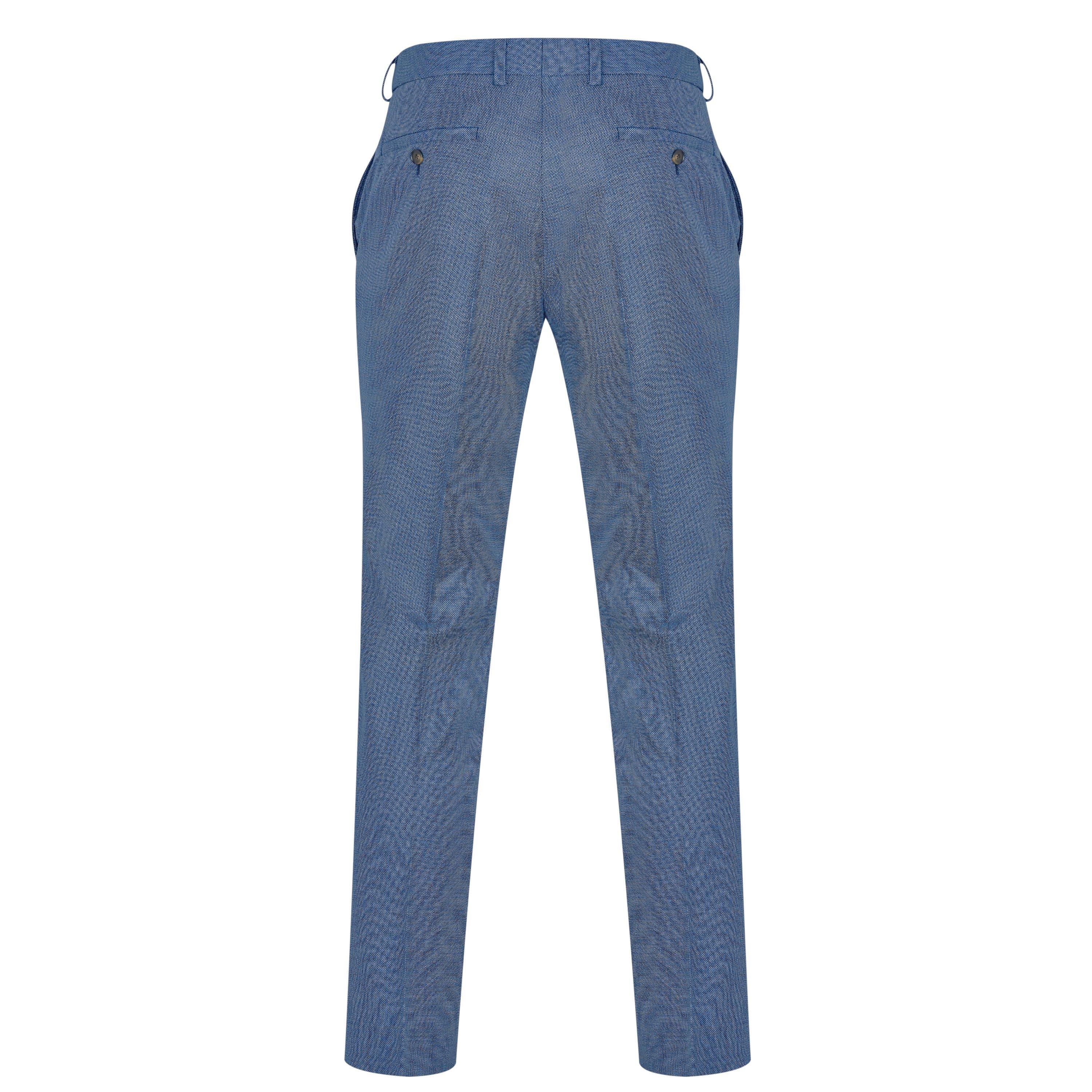 Blue - Richard James - Wilder Tailored Fit Blue Birdseye Suit Trousers - 2