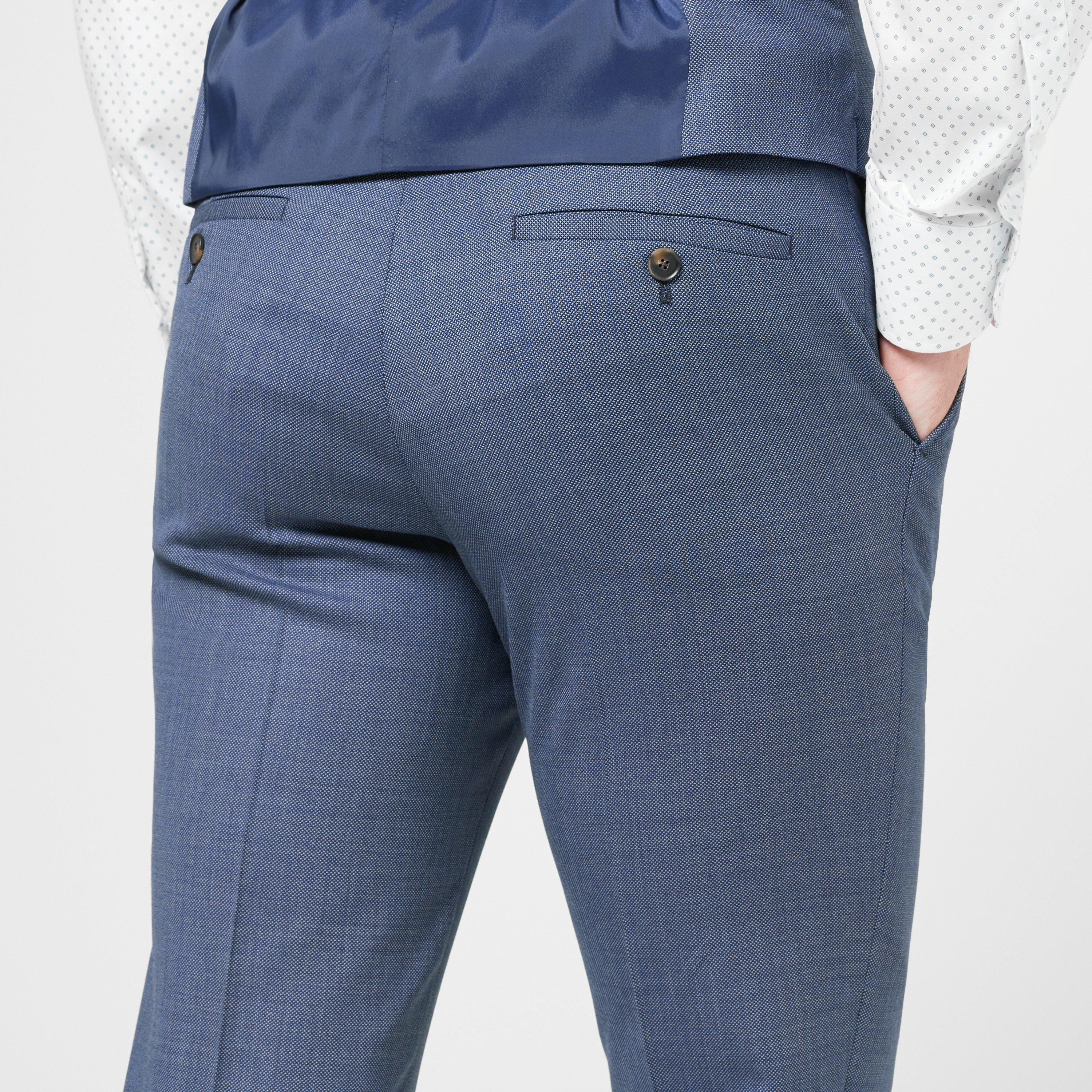 Blue - Richard James - Wilder Tailored Fit Blue Birdseye Suit Trousers - 10