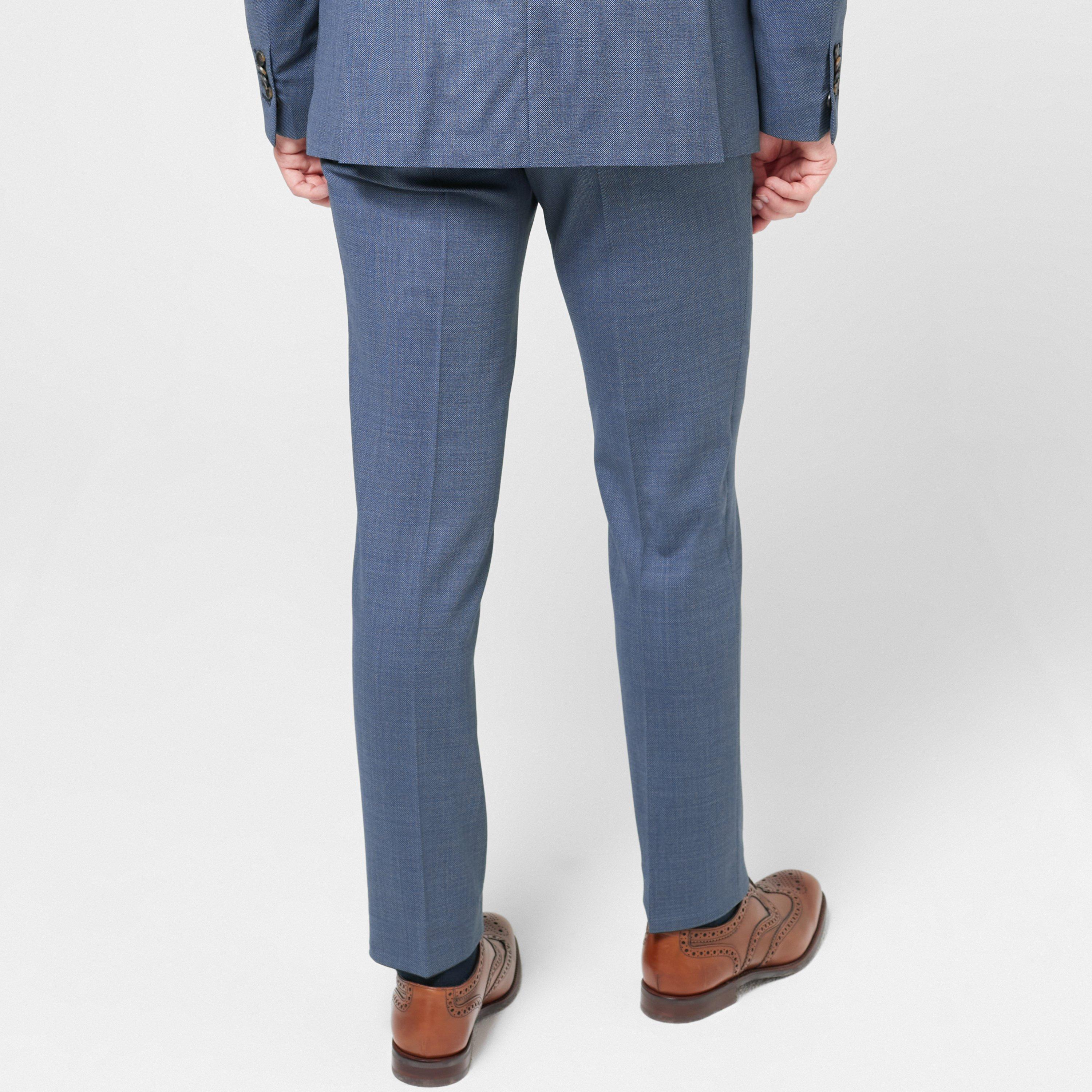 Blue - Richard James - Wilder Tailored Fit Blue Birdseye Suit Trousers - 4