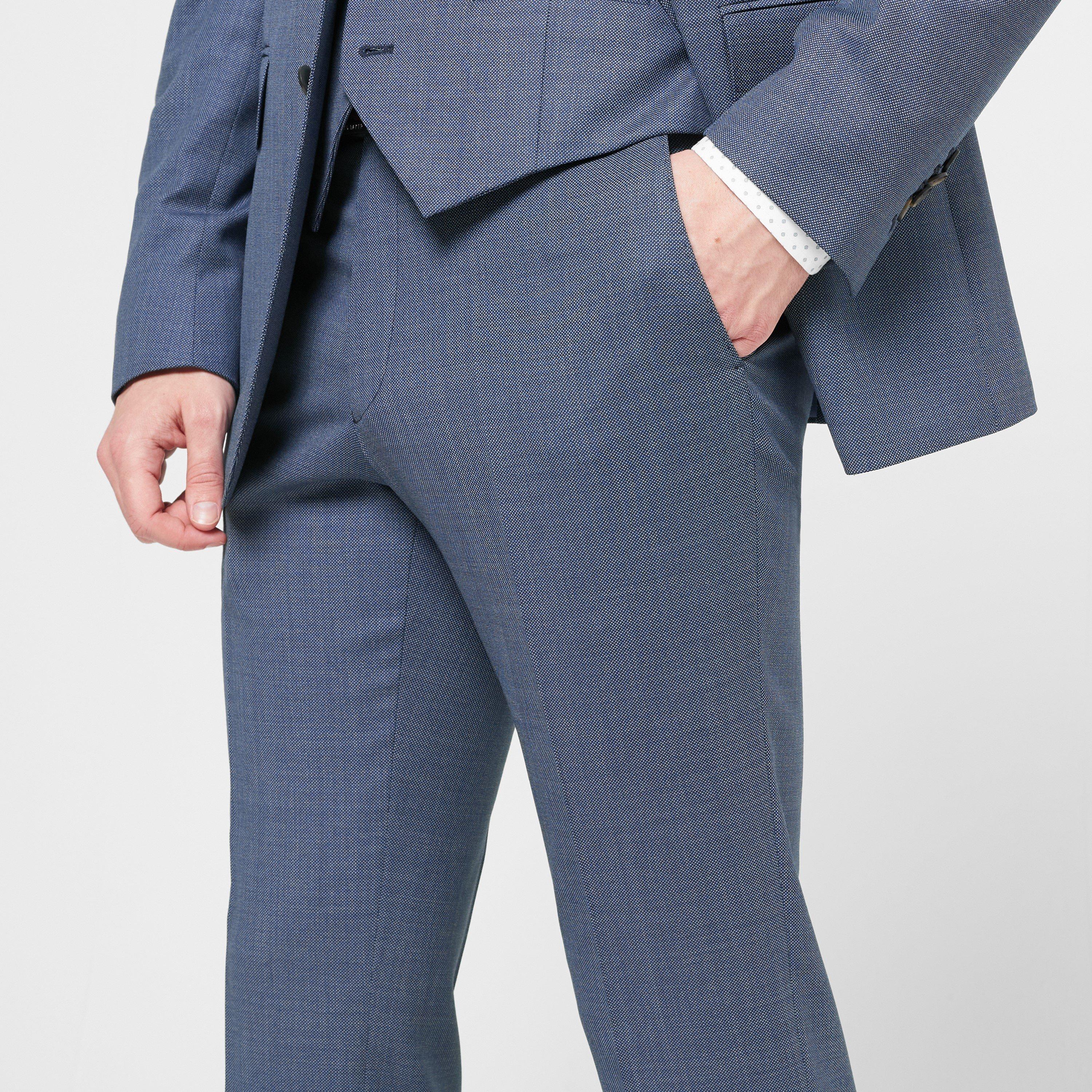 Blue - Richard James - Wilder Tailored Fit Blue Birdseye Suit Trousers - 5