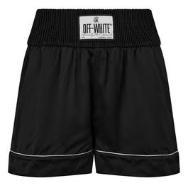 Off White Satin Logo Patch Shorts