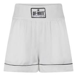 Off White Satin Logo Patch Shorts