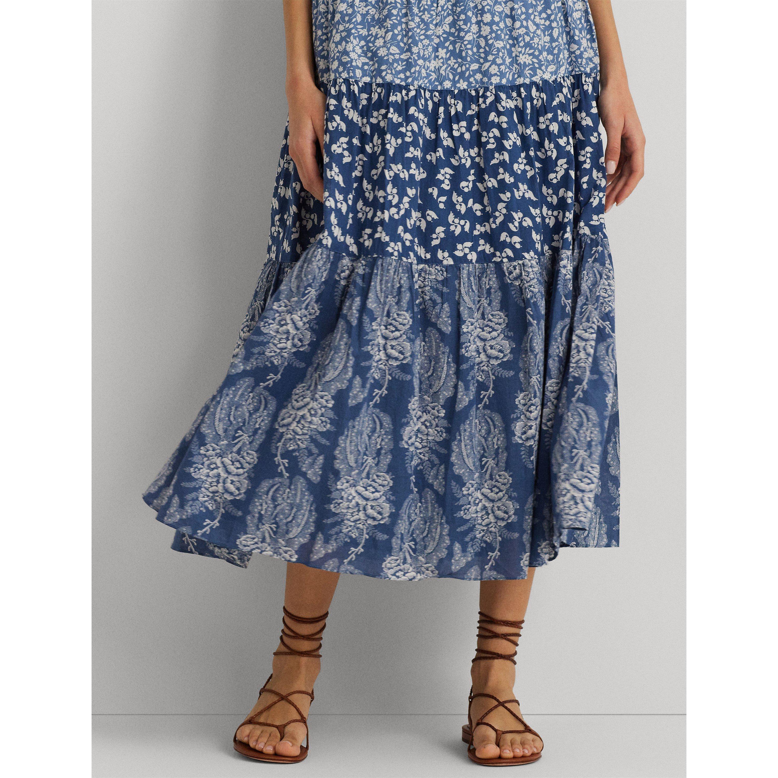Blue/Cream - Lauren by Ralph Lauren - Pauldina Skirt - 4