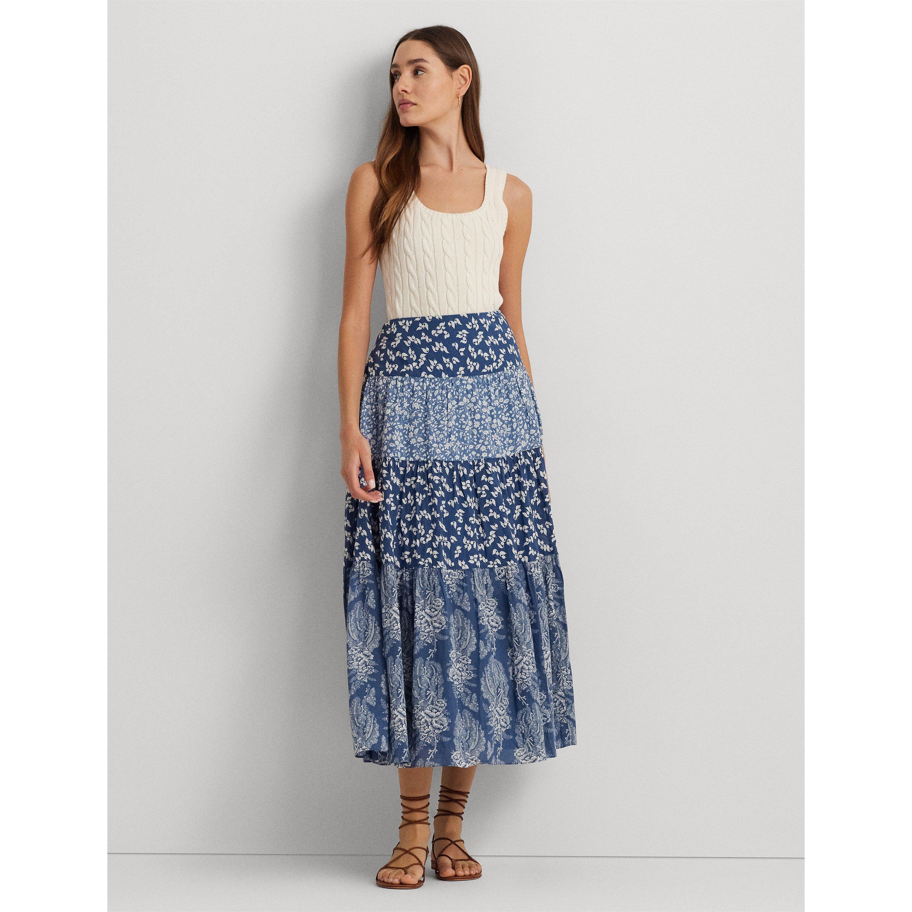 Blue/Cream - Lauren by Ralph Lauren - Pauldina Skirt - 5