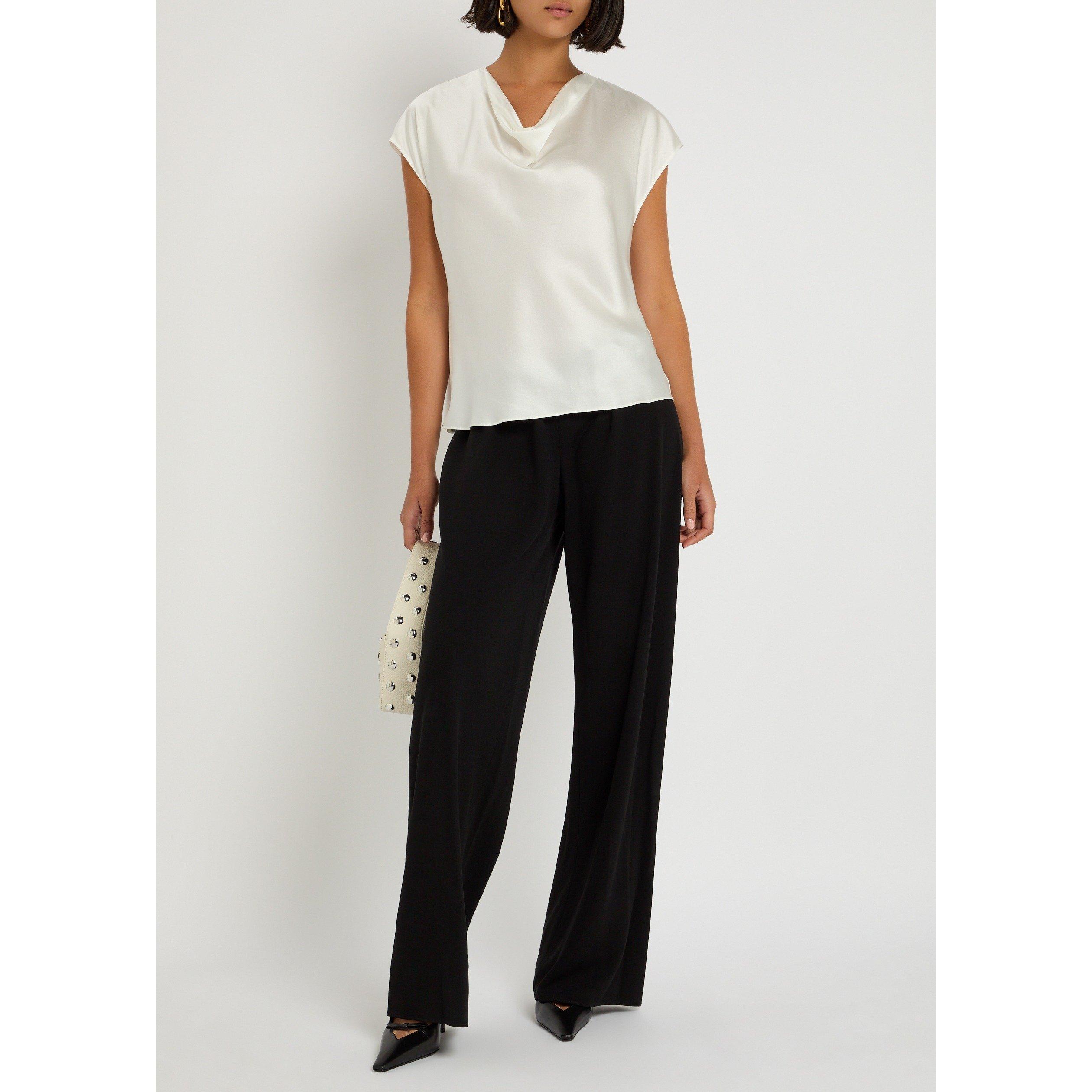 OFF WHITE - Vince - Women's Cowl Neck Cap-Sleeve Silk Blouse - 5
