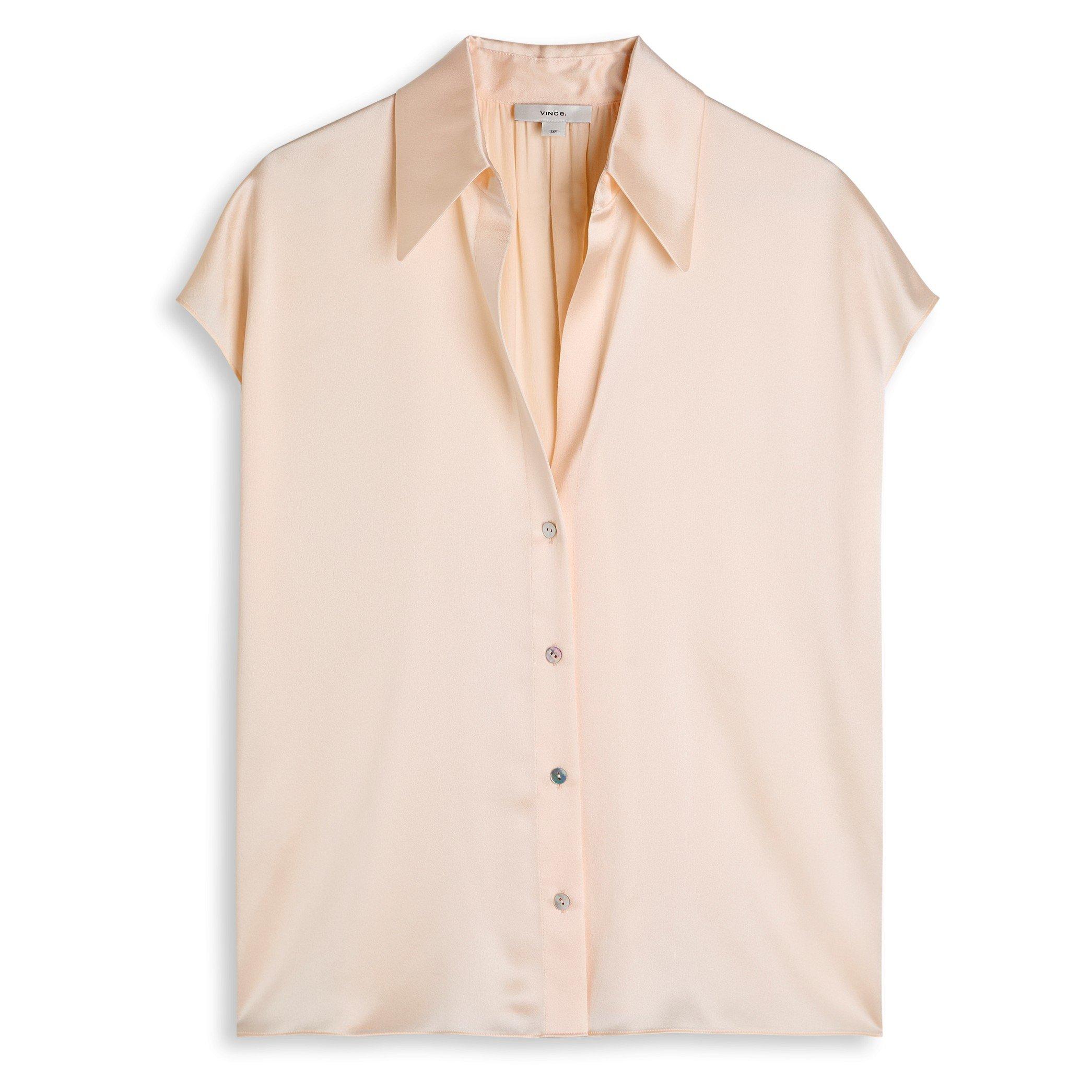 CREAM - Vince - T CAP SLV RUCHED BLOUSE