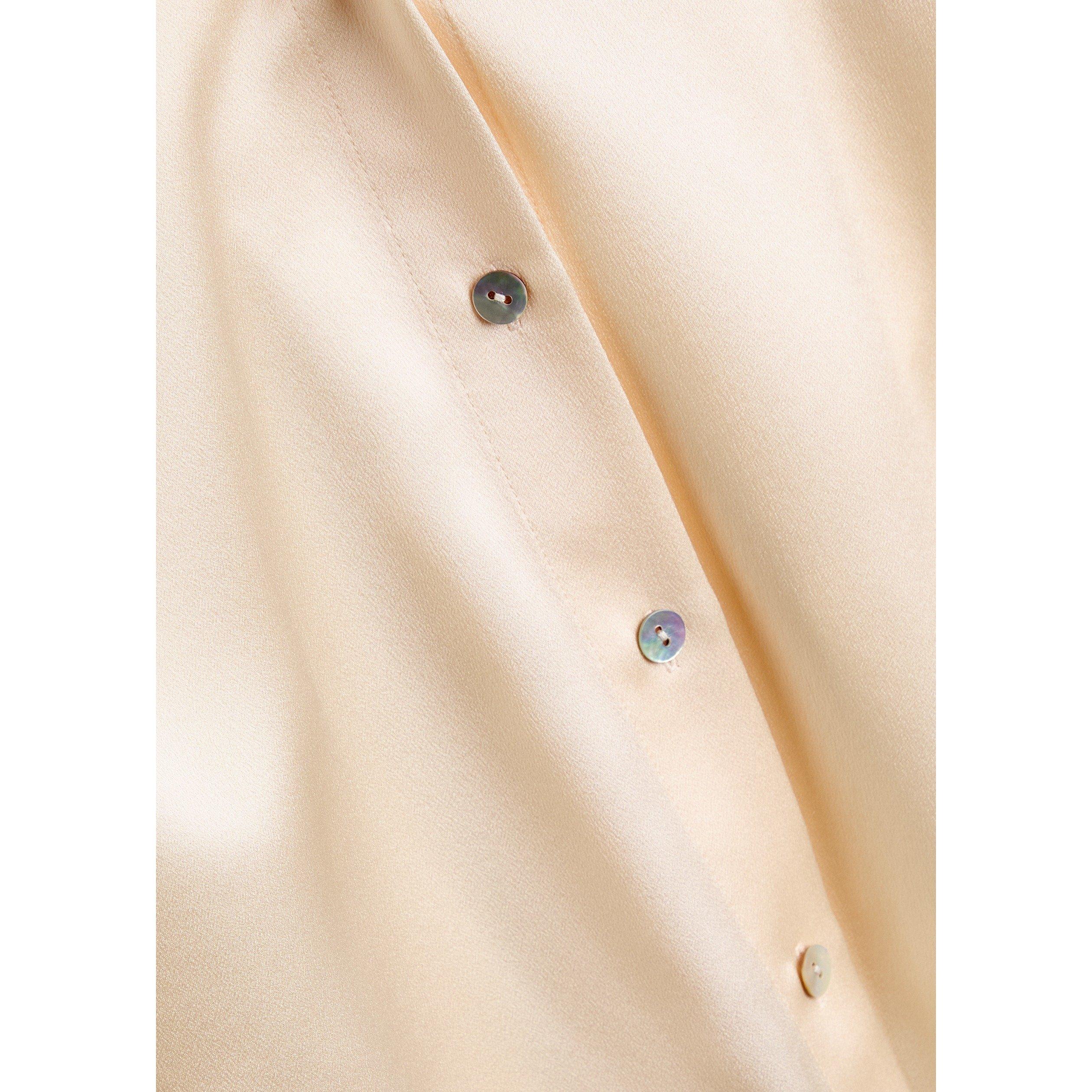 CREAM - Vince - Women's Cap-Sleeve Ruched Silk Blouse - 4