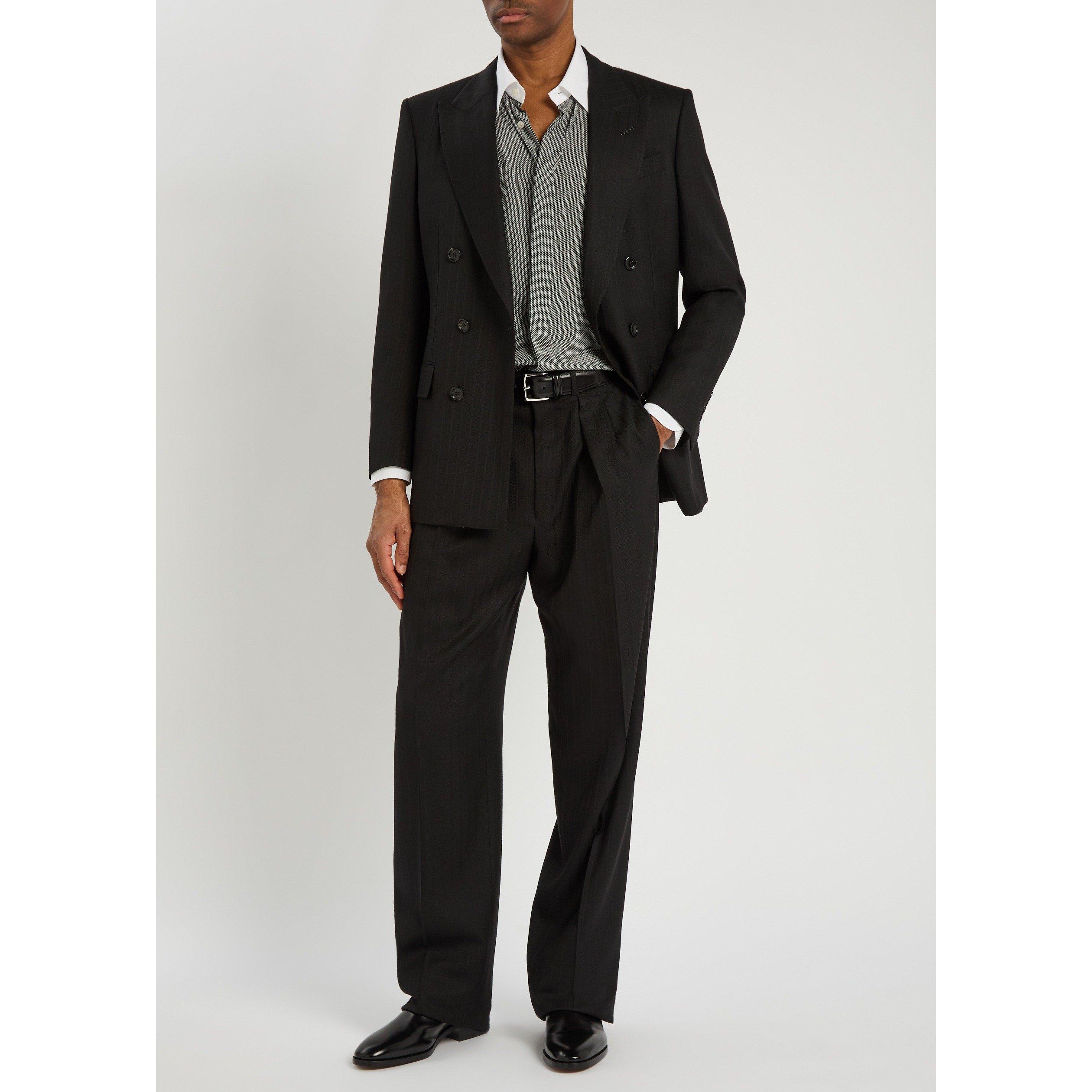 BLACK - Tom Ford - TF SATIN STRIPE TROUSERS - 5