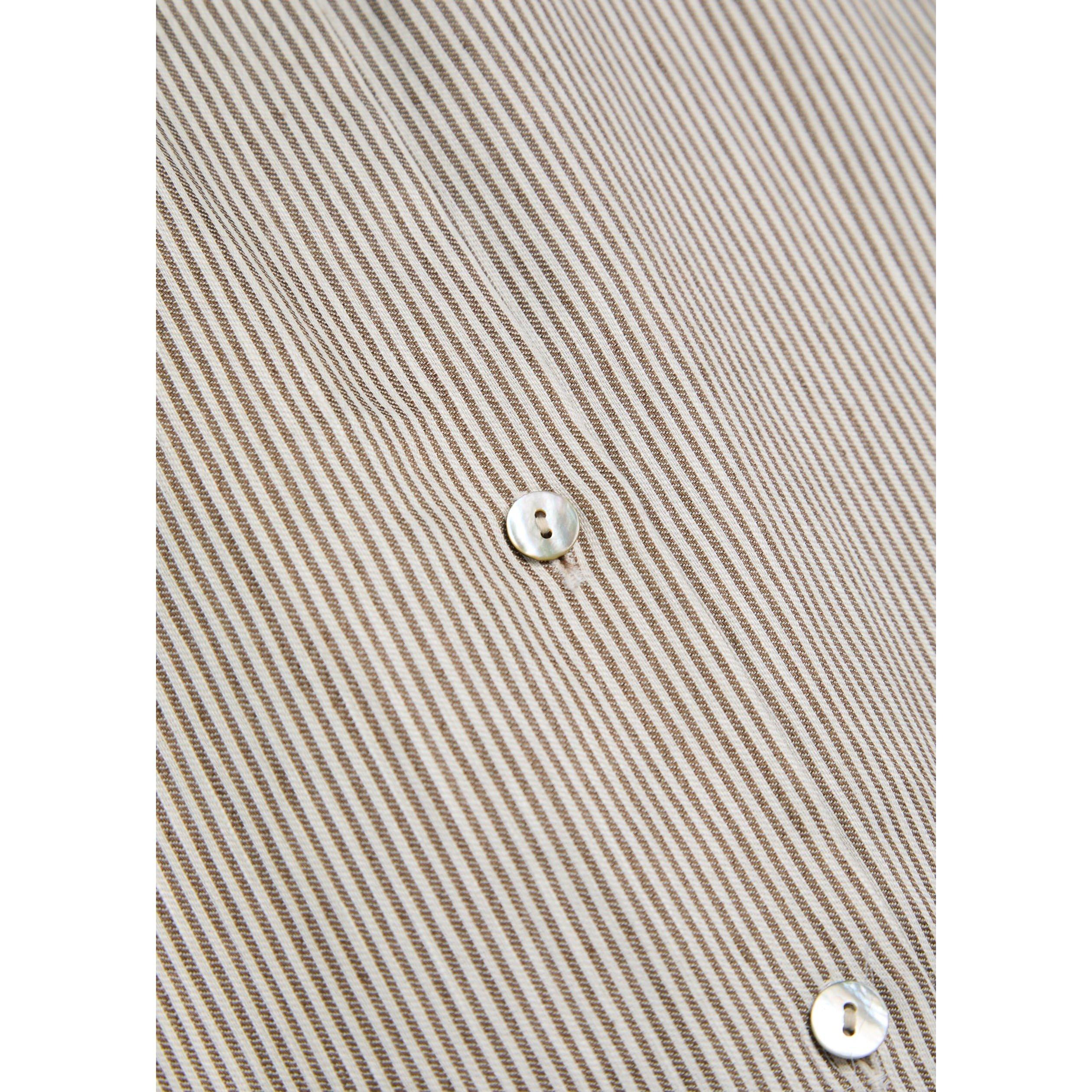 TAUPE - Vince - B TICKING STRIPE CAP SLV BLOUS - 4