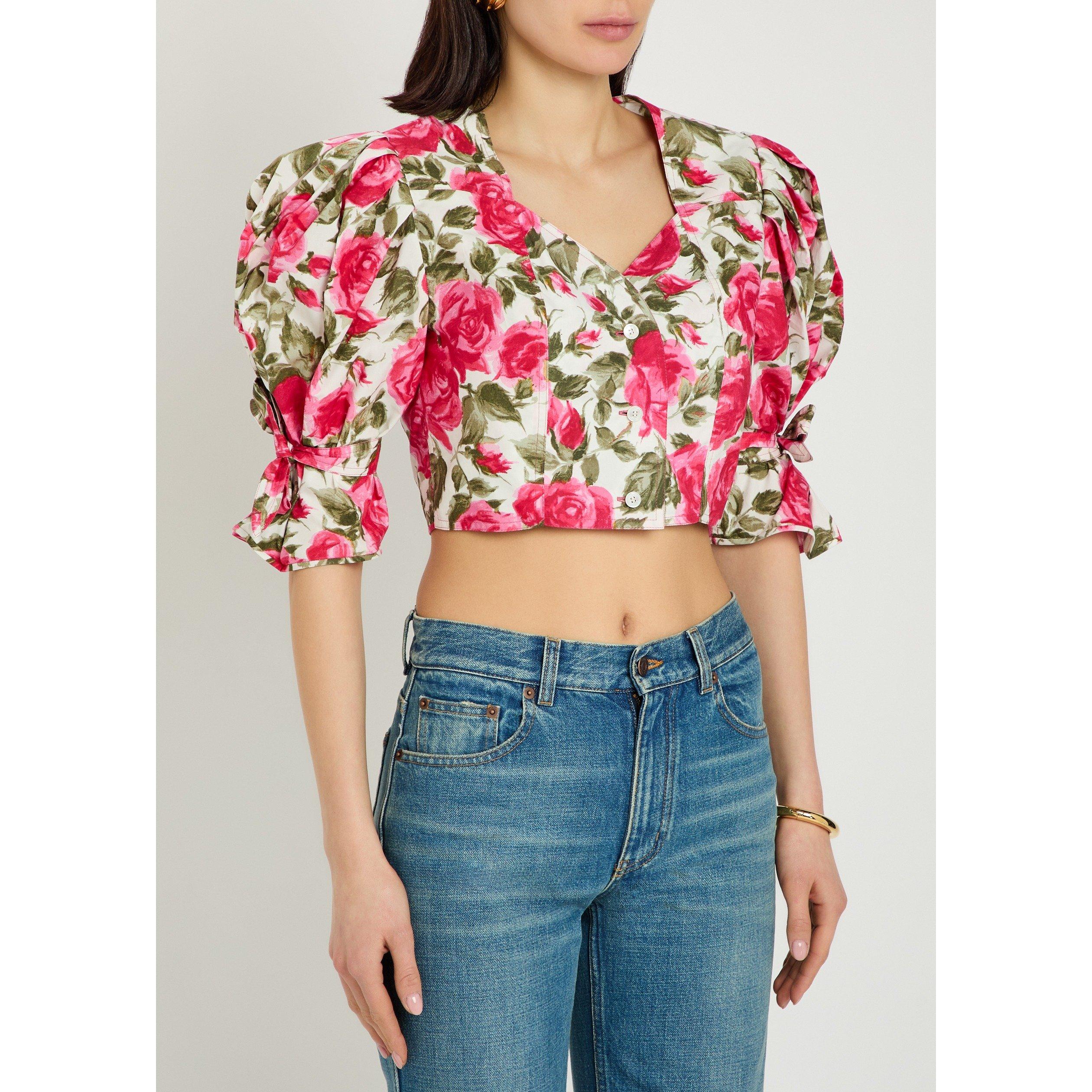 PINK AND OTHER - Chloe - Women's Floral Cotton Slim-Fit Blouse - 2
