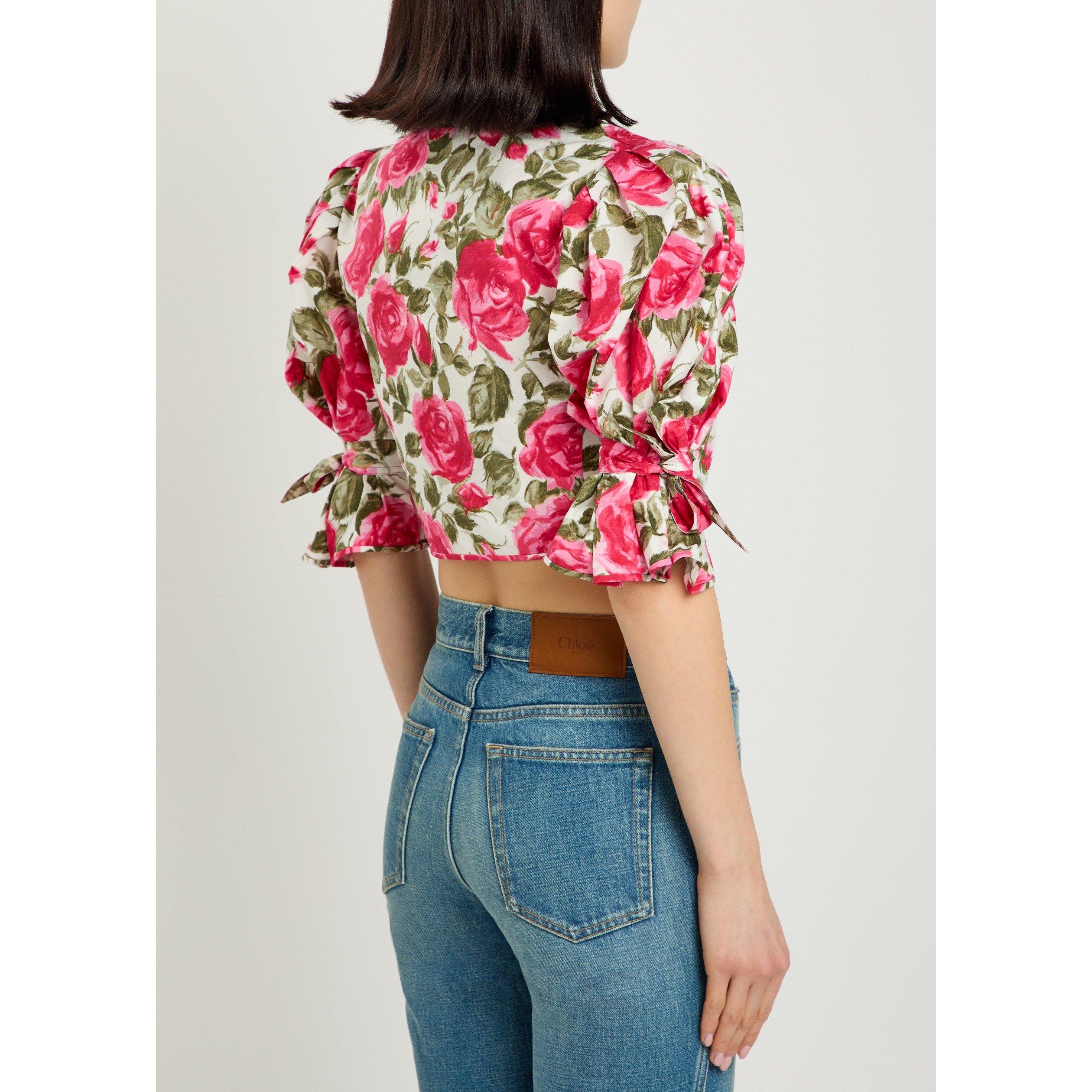 PINK AND OTHER - Chloe - Women's Floral Cotton Slim-Fit Blouse - 3