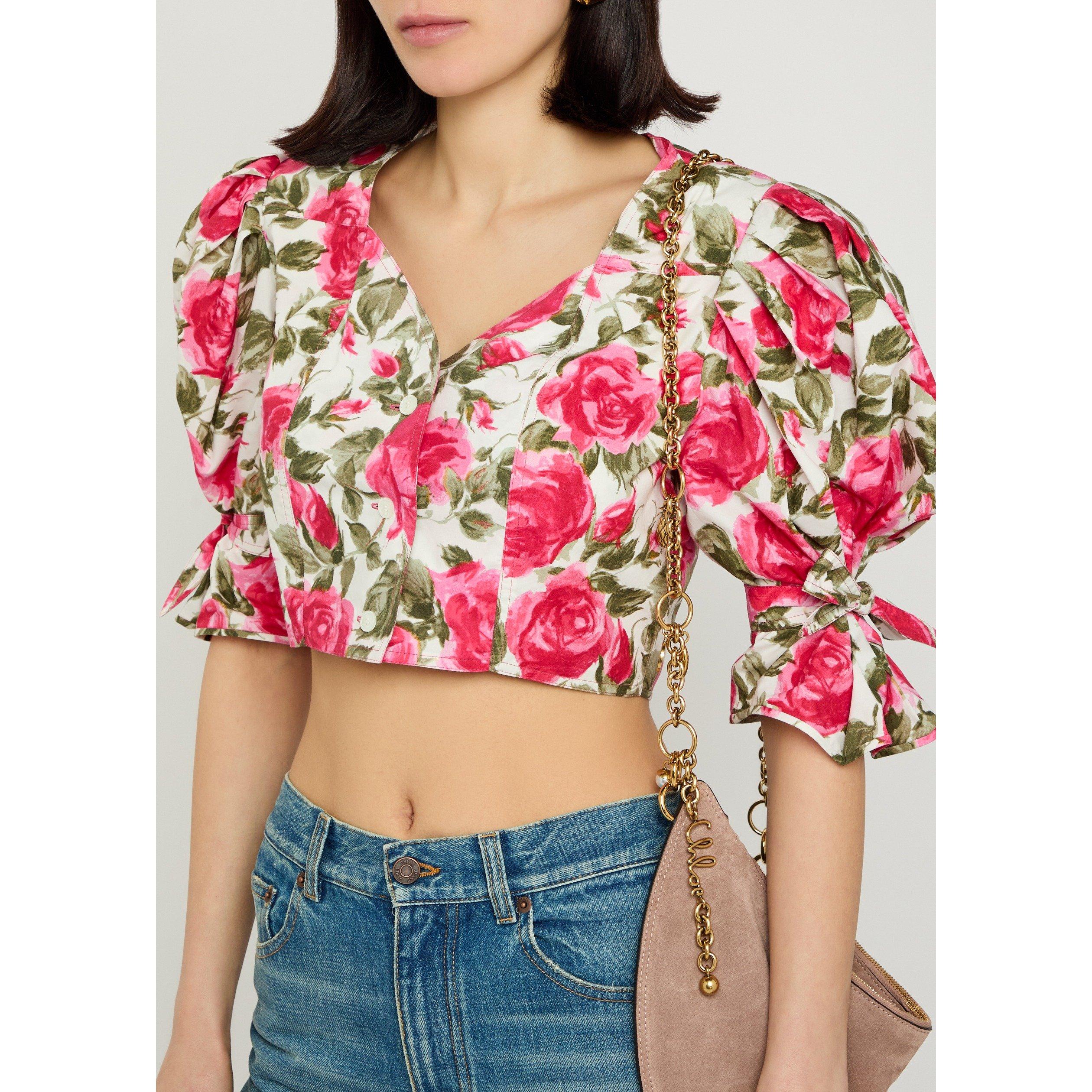 PINK AND OTHER - Chloe - Women's Floral Cotton Slim-Fit Blouse - 4