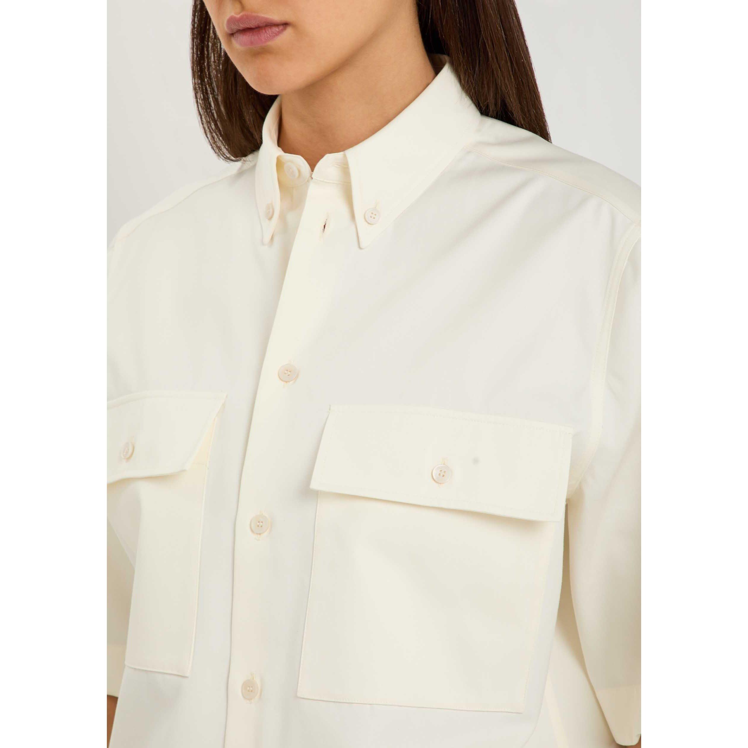 WHITE - Tods - Women's Full Summer Short-Sleeve Cotton Blouse - 4