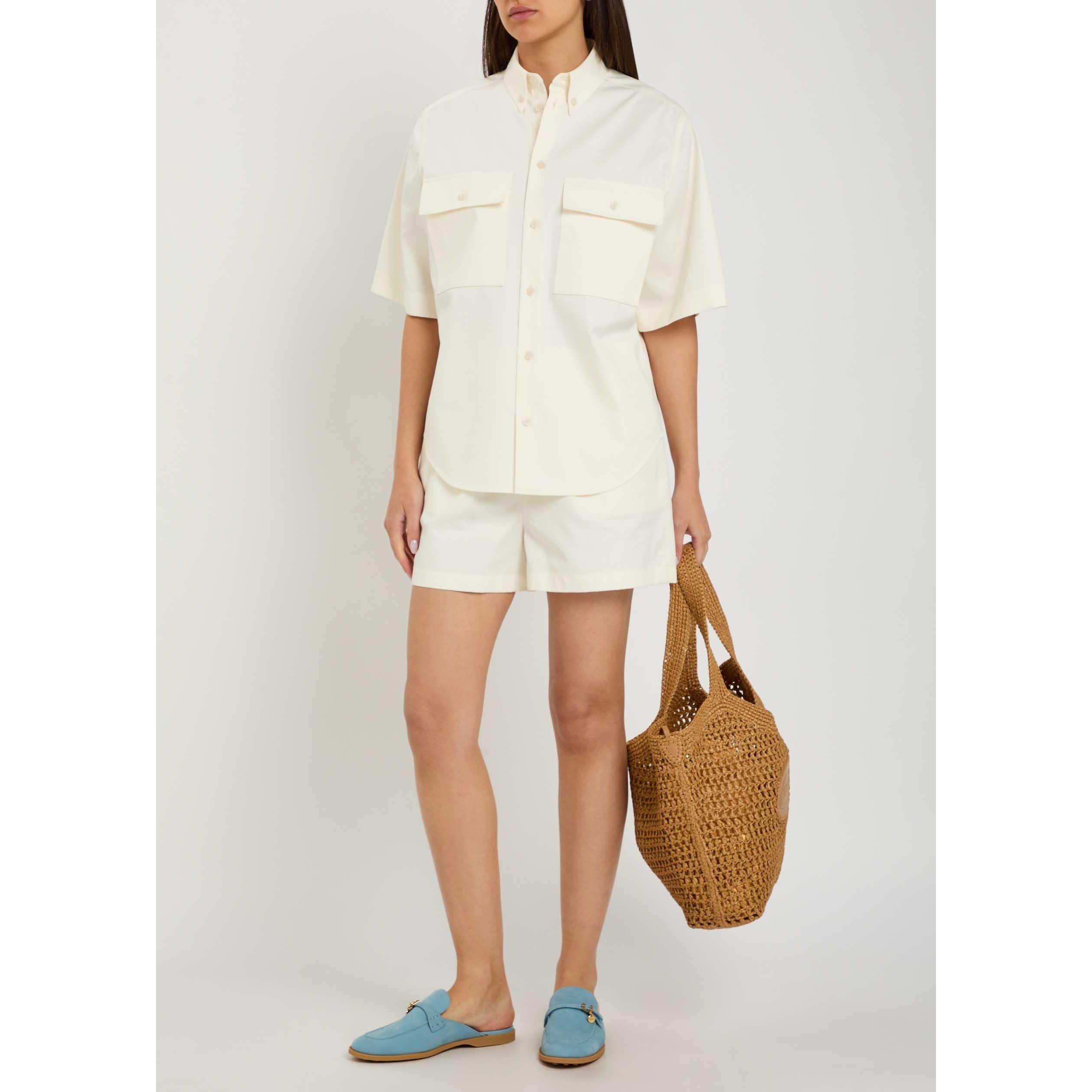 WHITE - Tods - Women's Full Summer Short-Sleeve Cotton Blouse - 5